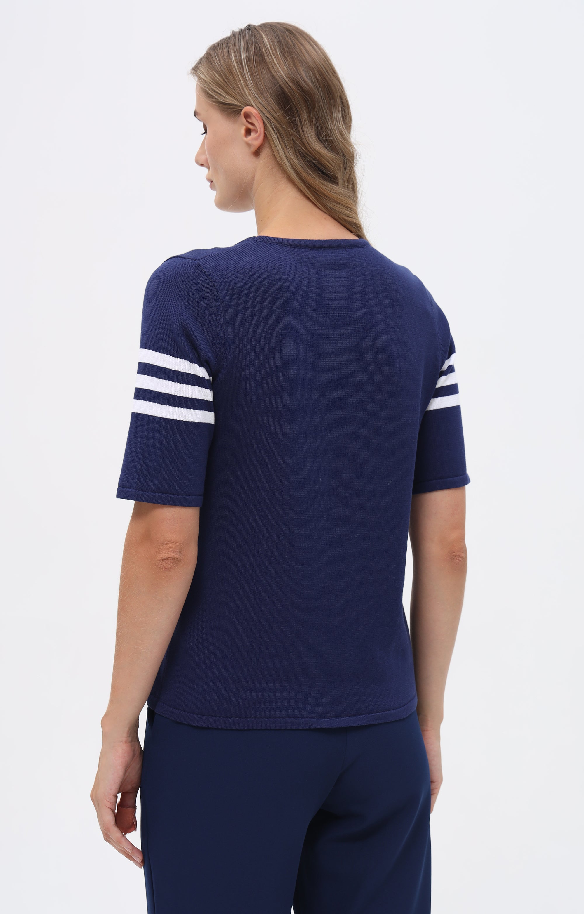 T-Shirt mit Ankermotiv und Perlendetails