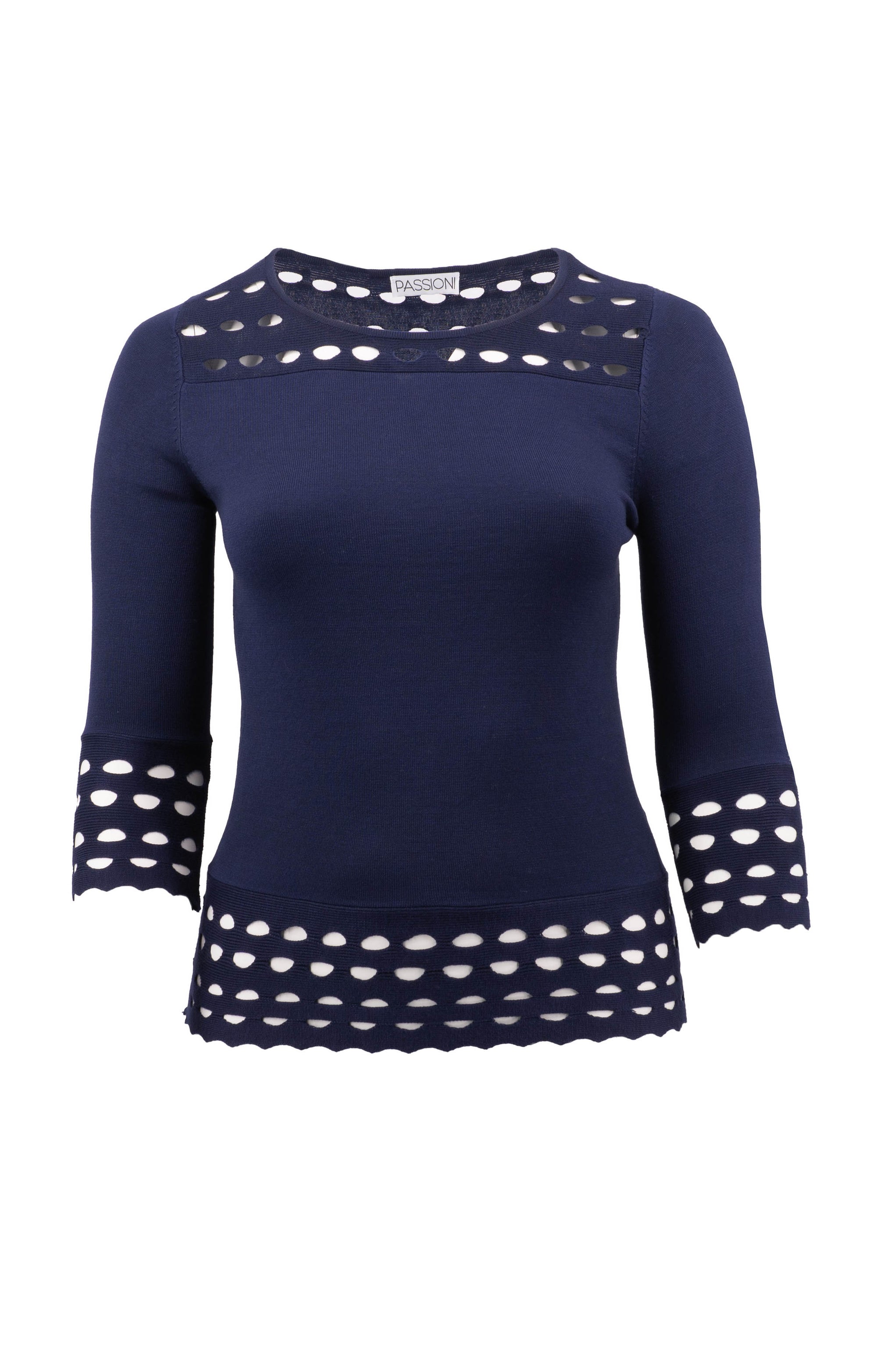 Pullover mit perforierten Akzenten und Strass