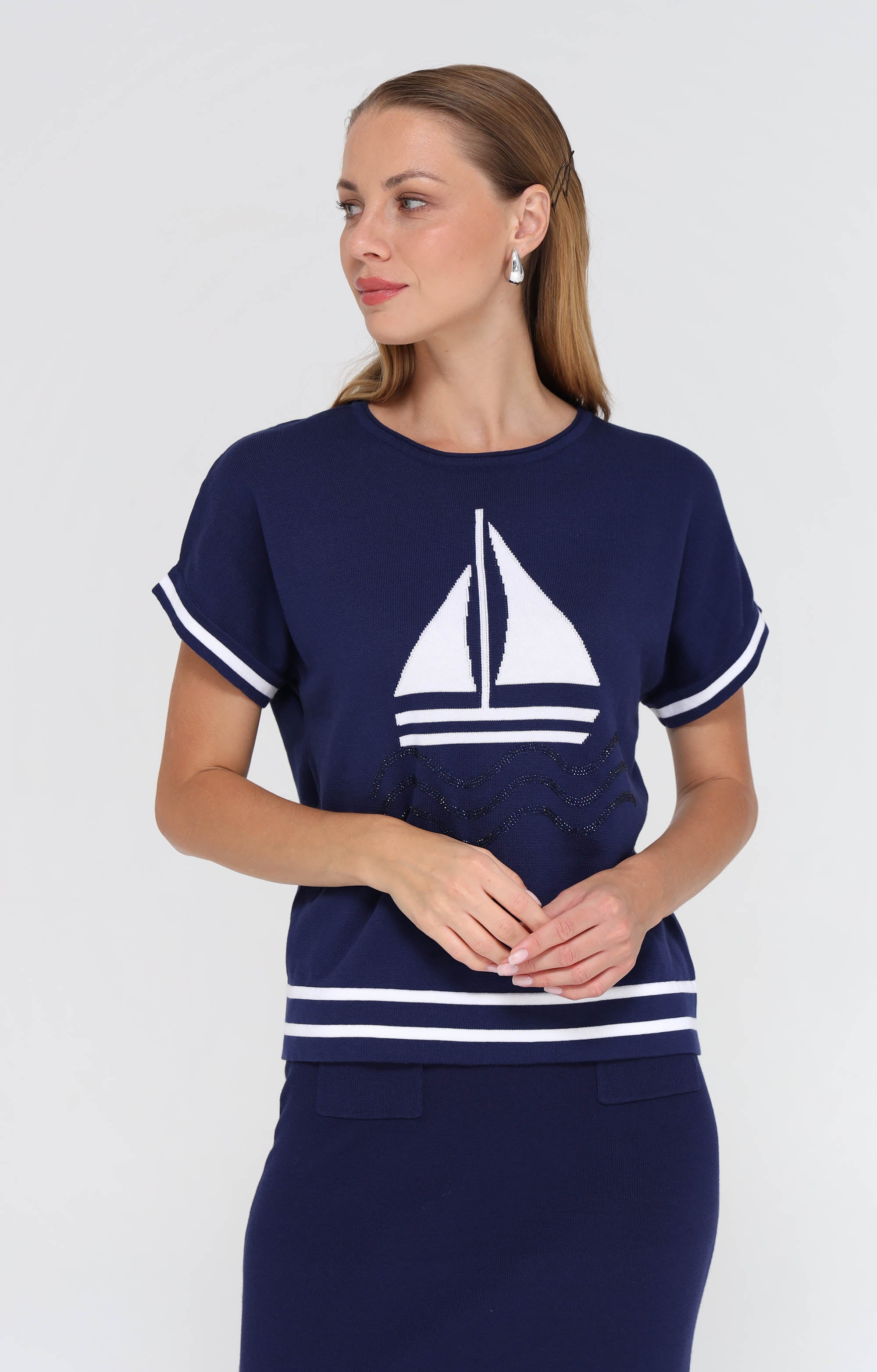T-Shirt mit Segelboot-Motiv