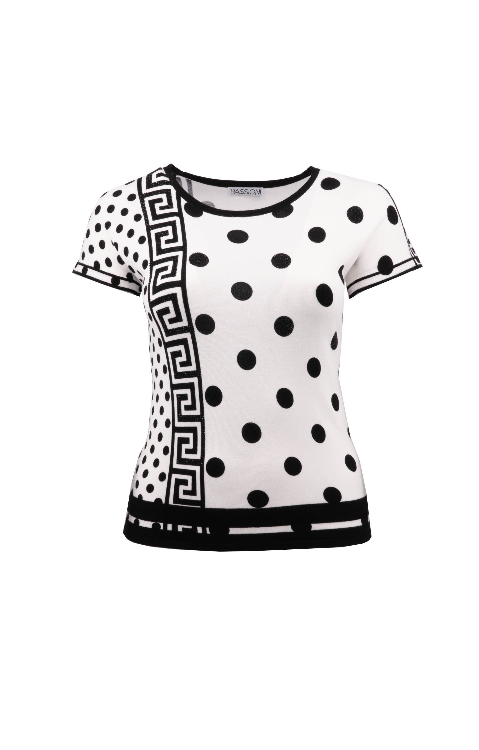 T-Shirt mit geometrischem Ornamentmuster und Punkten