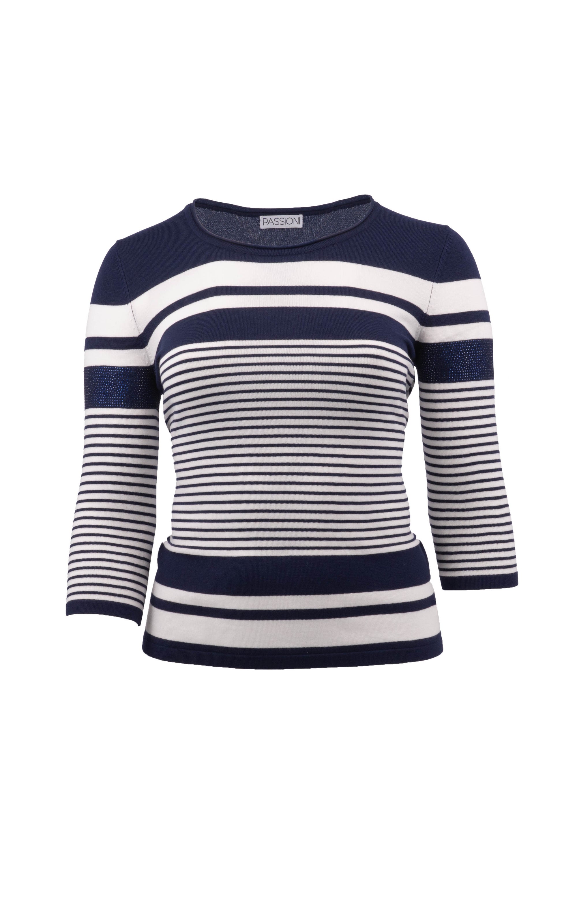 Pullover mit Ringel-Muster und Strassdetails