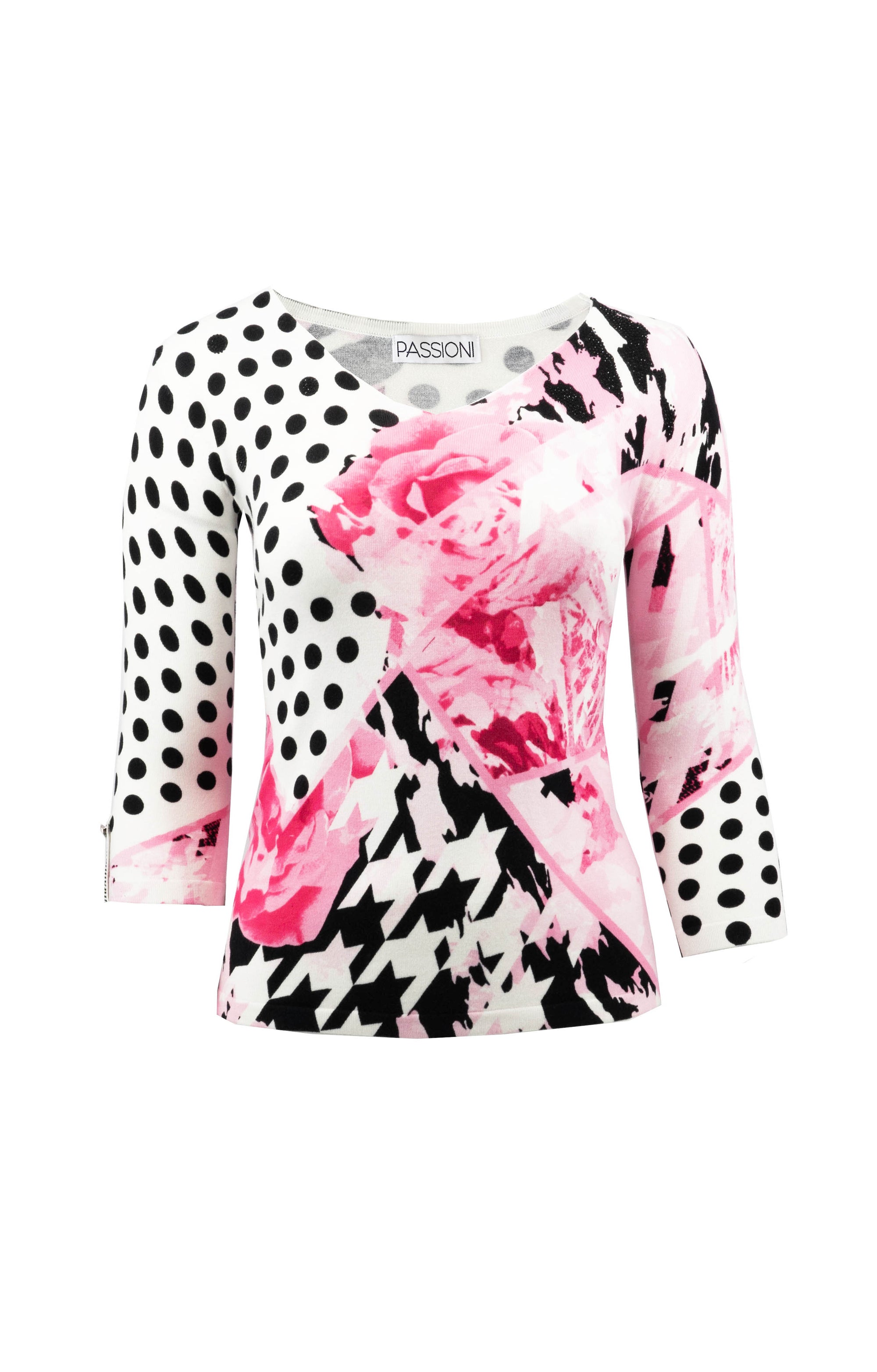 Pullover mit floralem Punkte-Print und Strassdetails