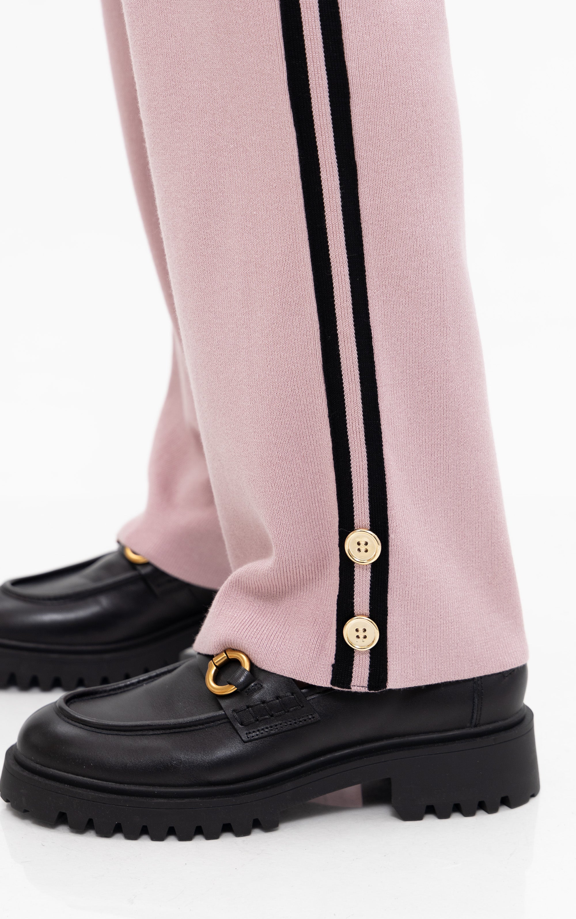 Straight Fit Strickhose mit Kontraststreifen