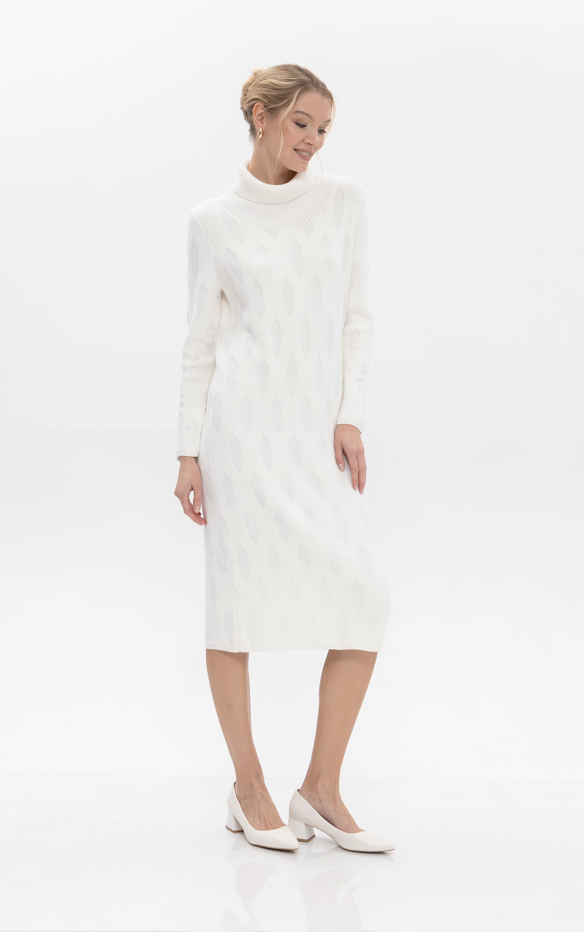 Midi-Strickkleid mit Struktur Muster