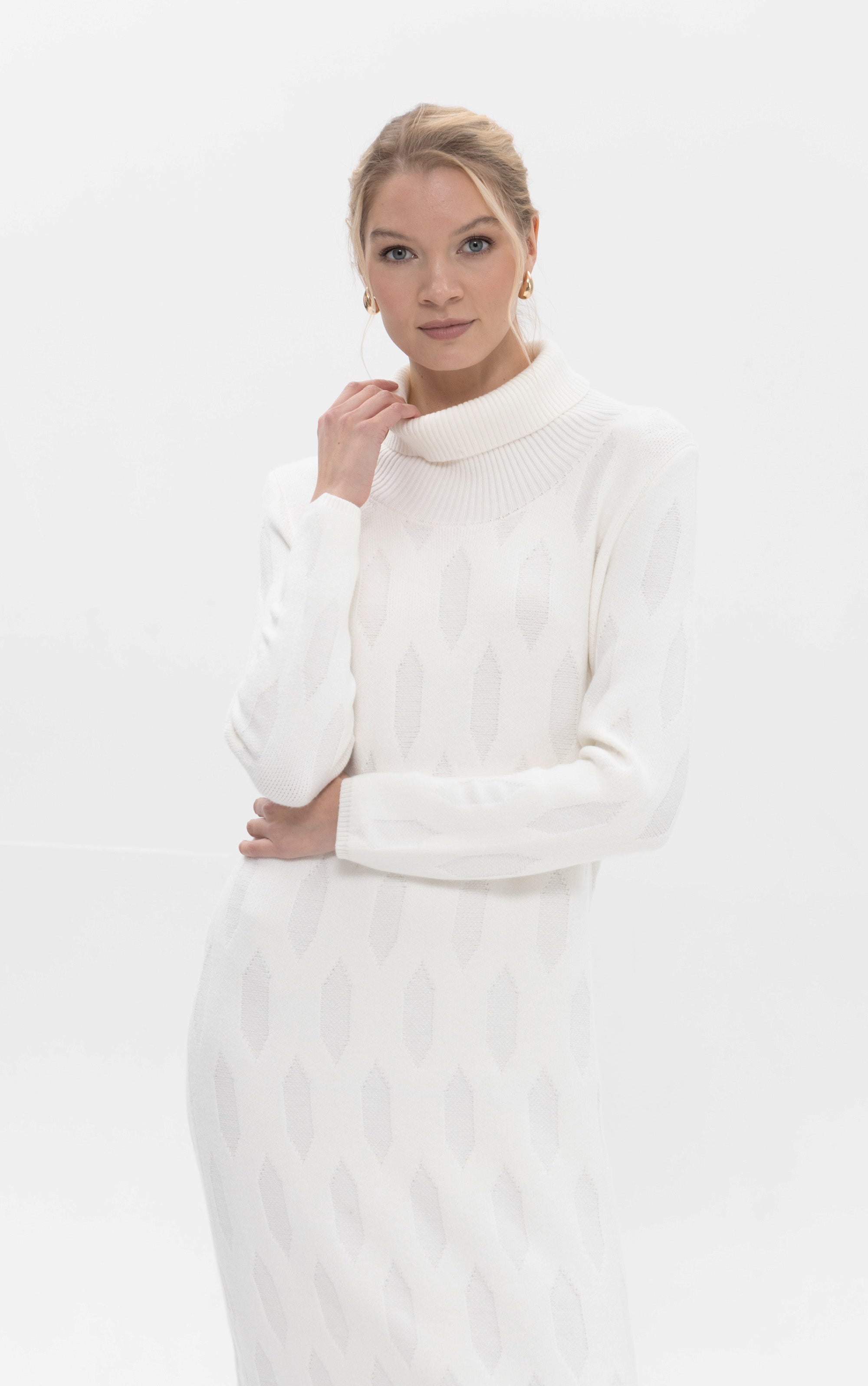 Midi-Strickkleid mit Struktur Muster