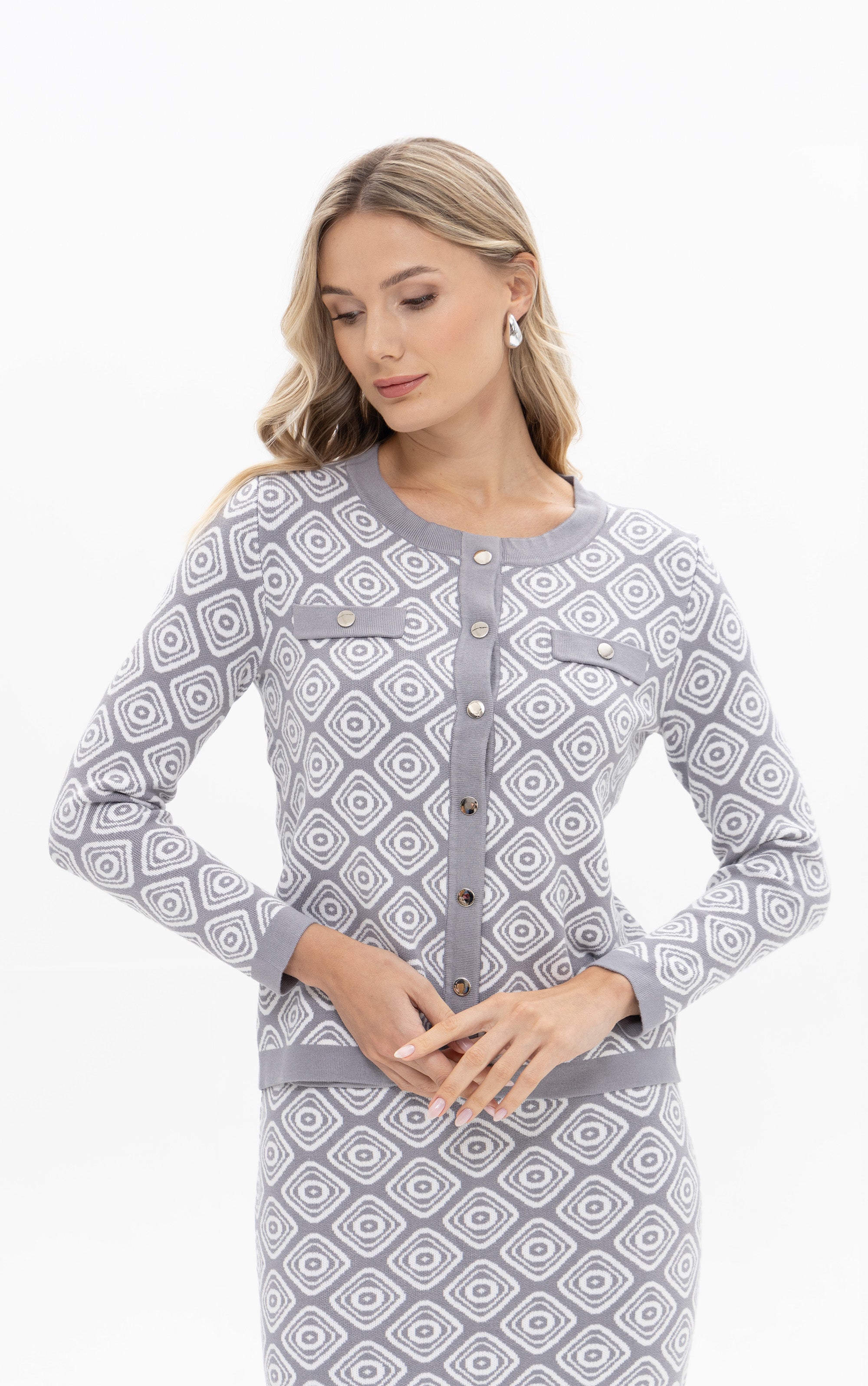 Cardigan mit geometrischem Muster
