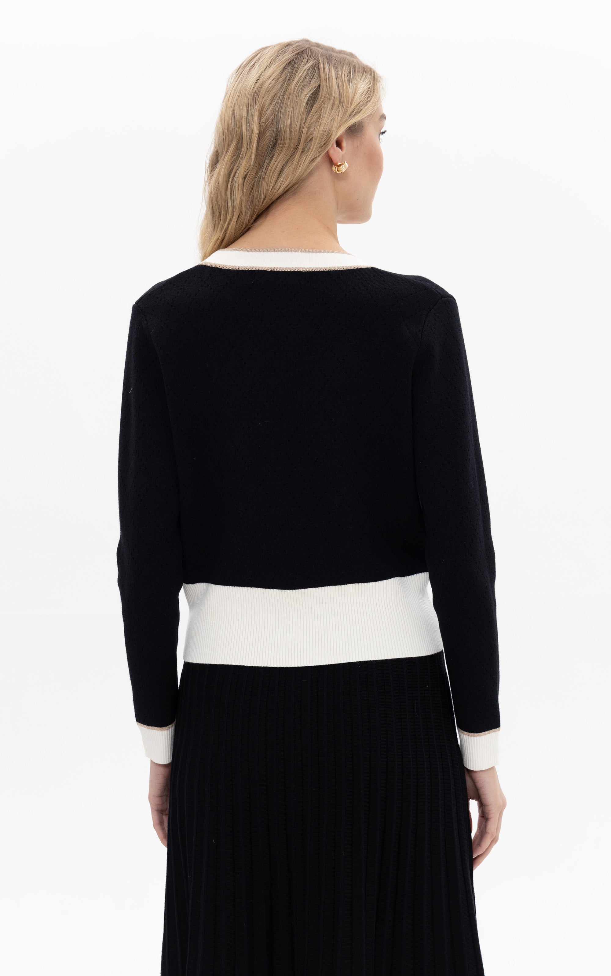 Cropped Cardigan mit Kontrast-Details