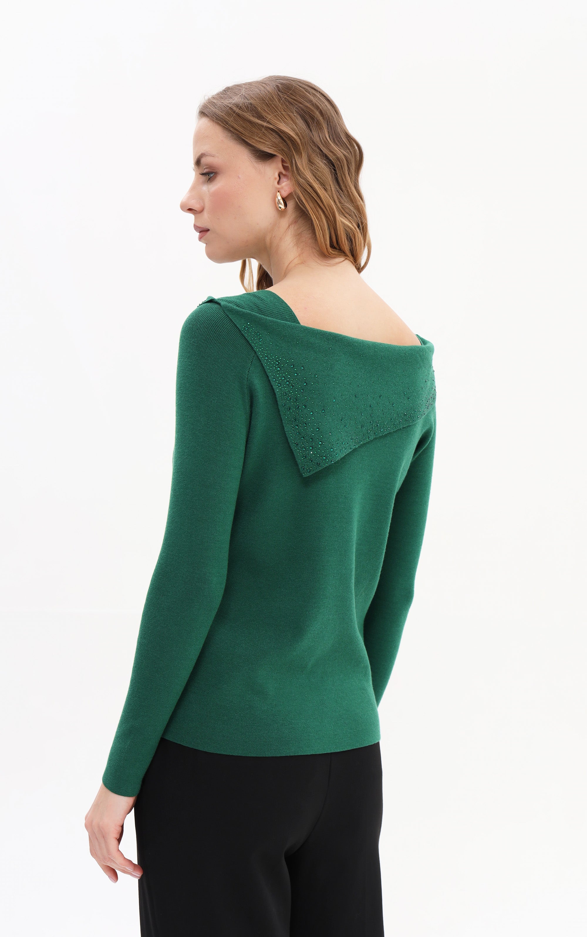 Off-Shoulder-Pullover mit Umschlagkragen