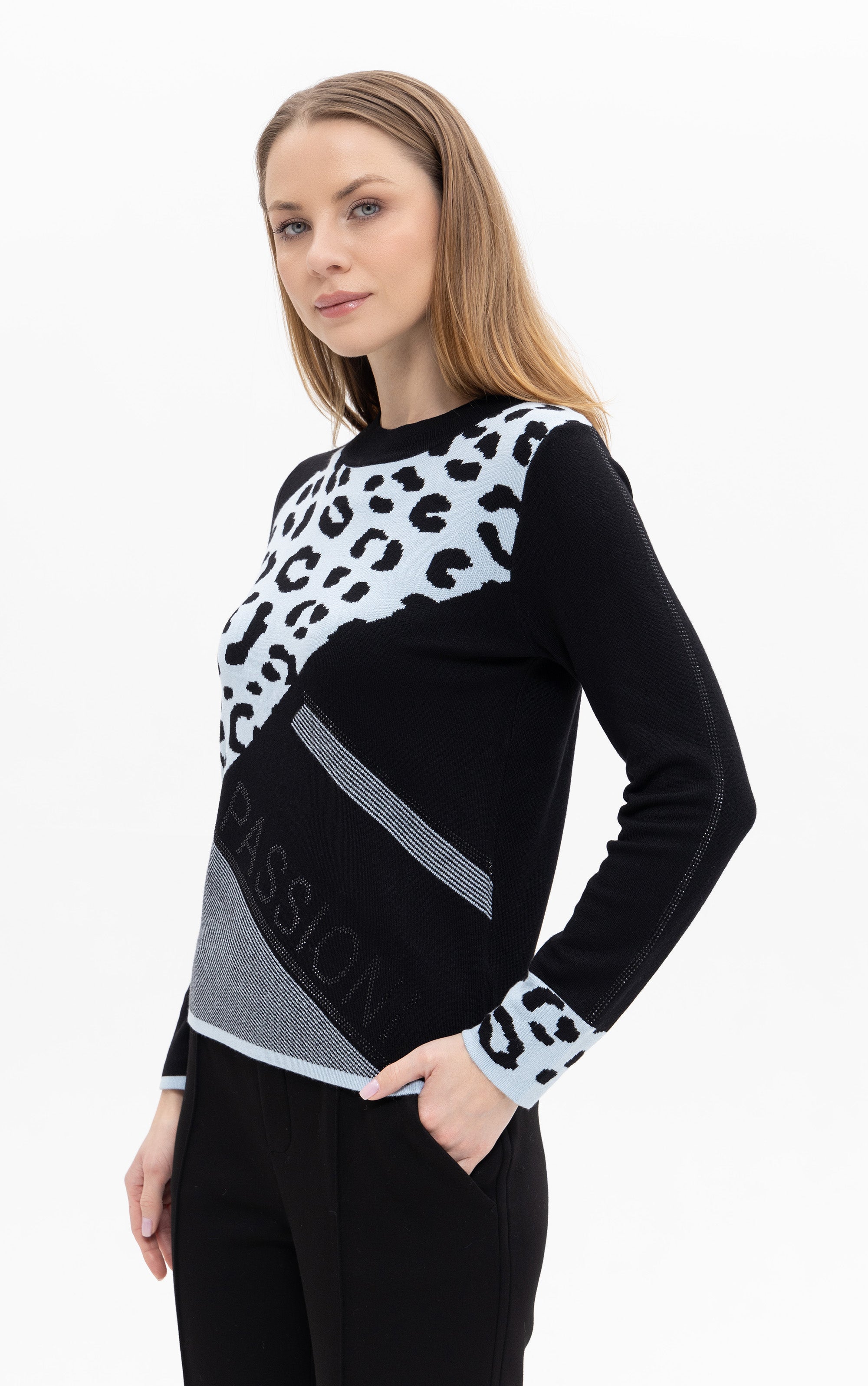 Pullover im Colorblock mit Strassdetails