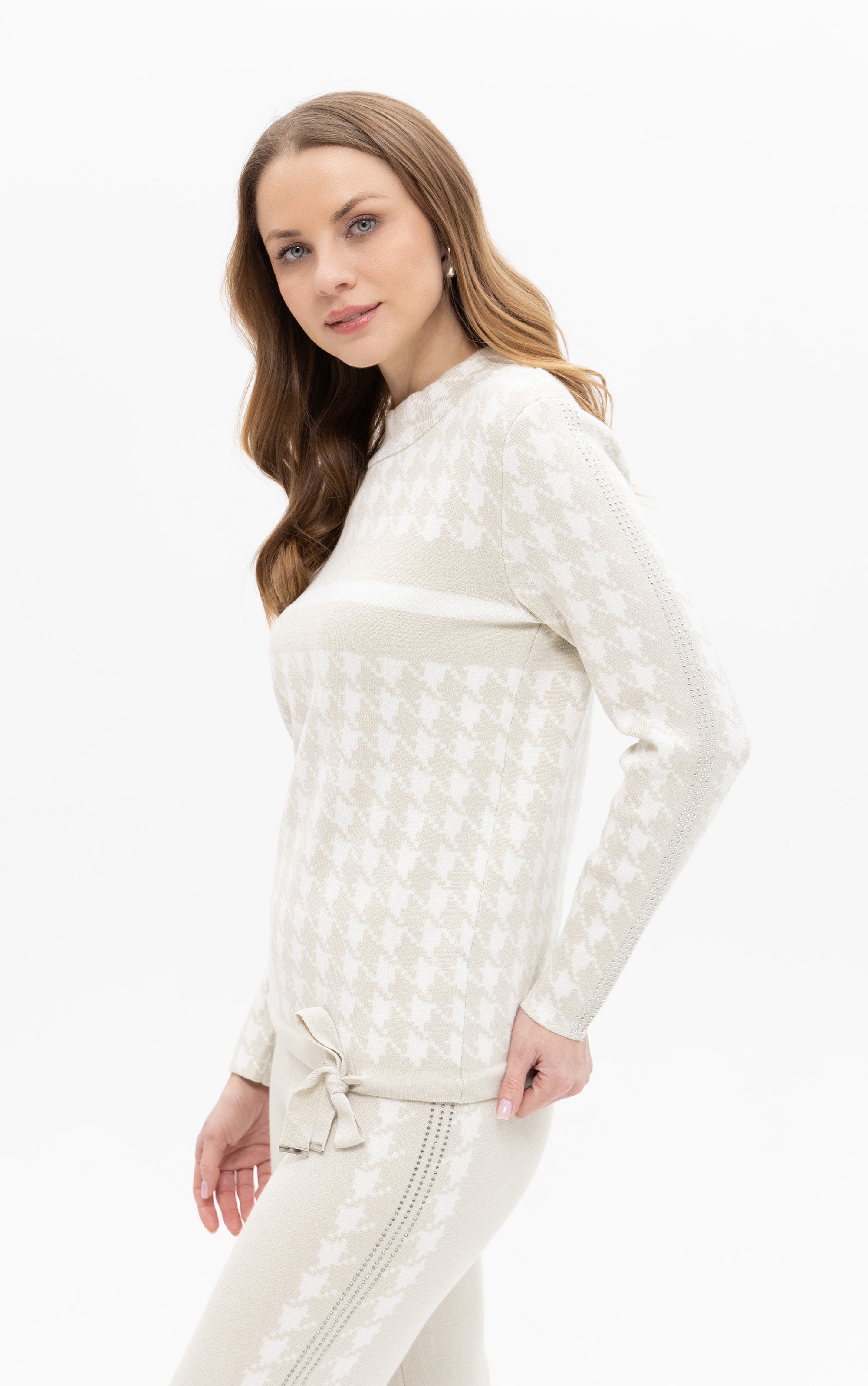 Strickpullover mit Hahnentritt-Muster