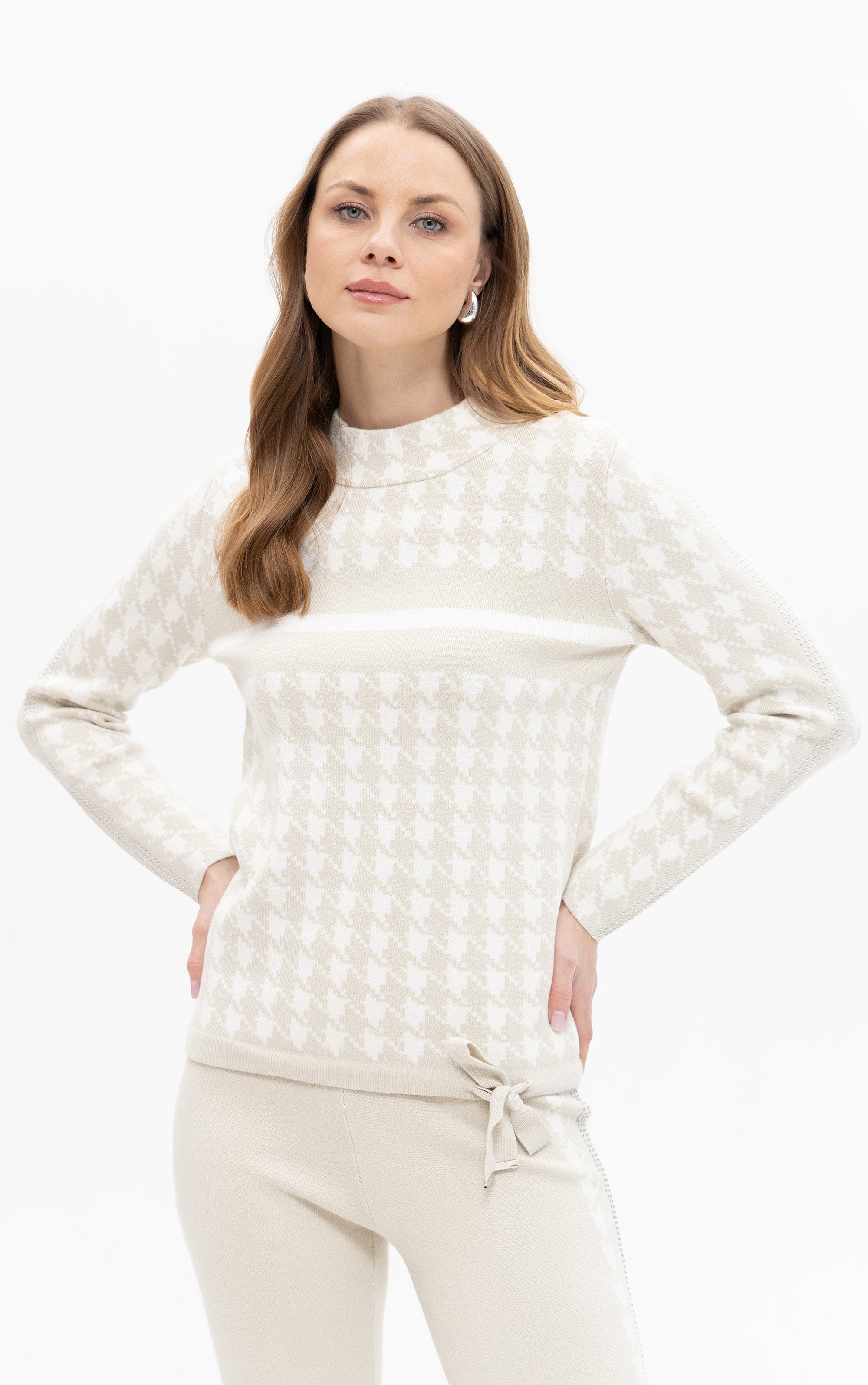 Strickpullover mit Hahnentritt-Muster