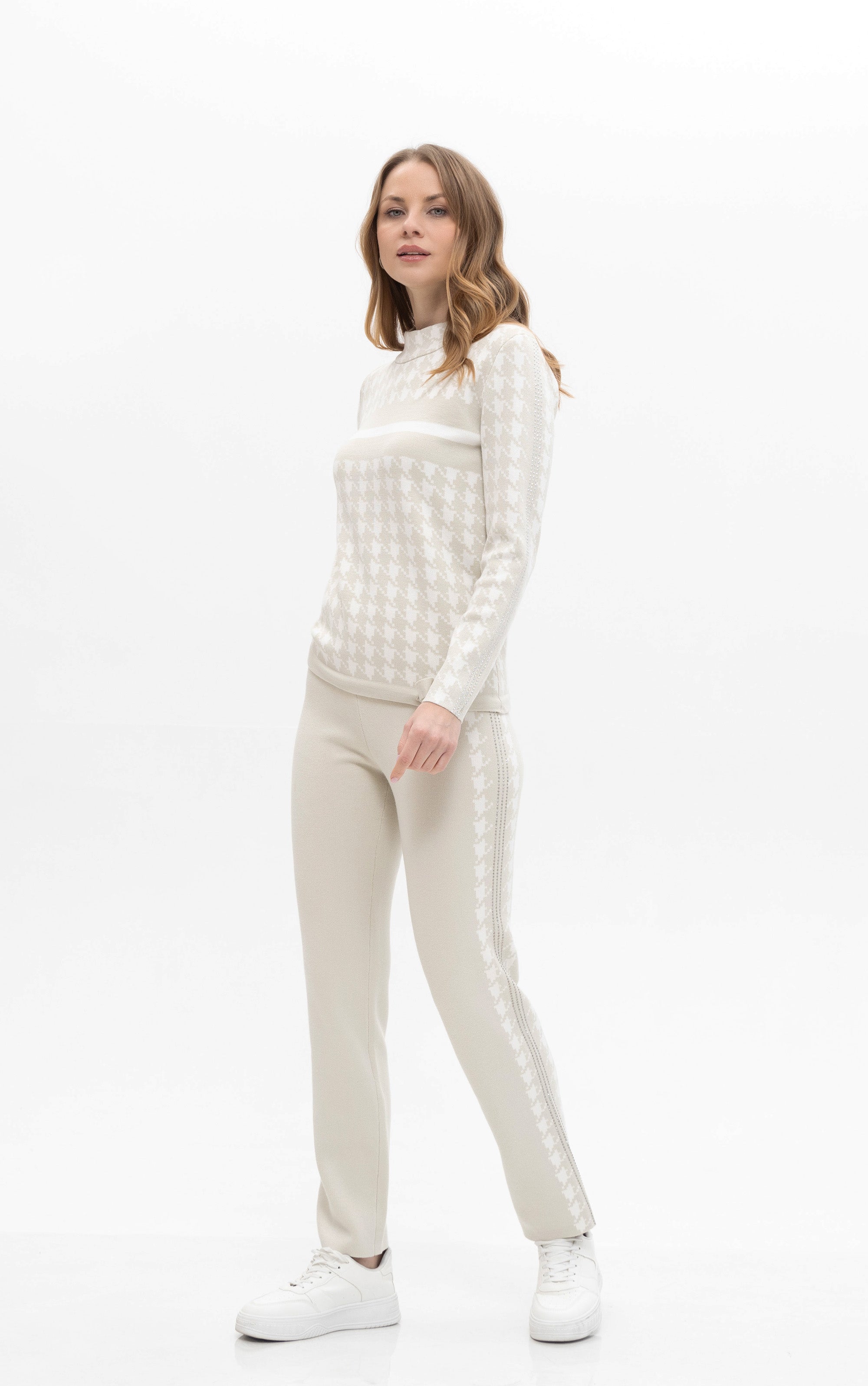 Strickhose mit Hahnentritt-Muster