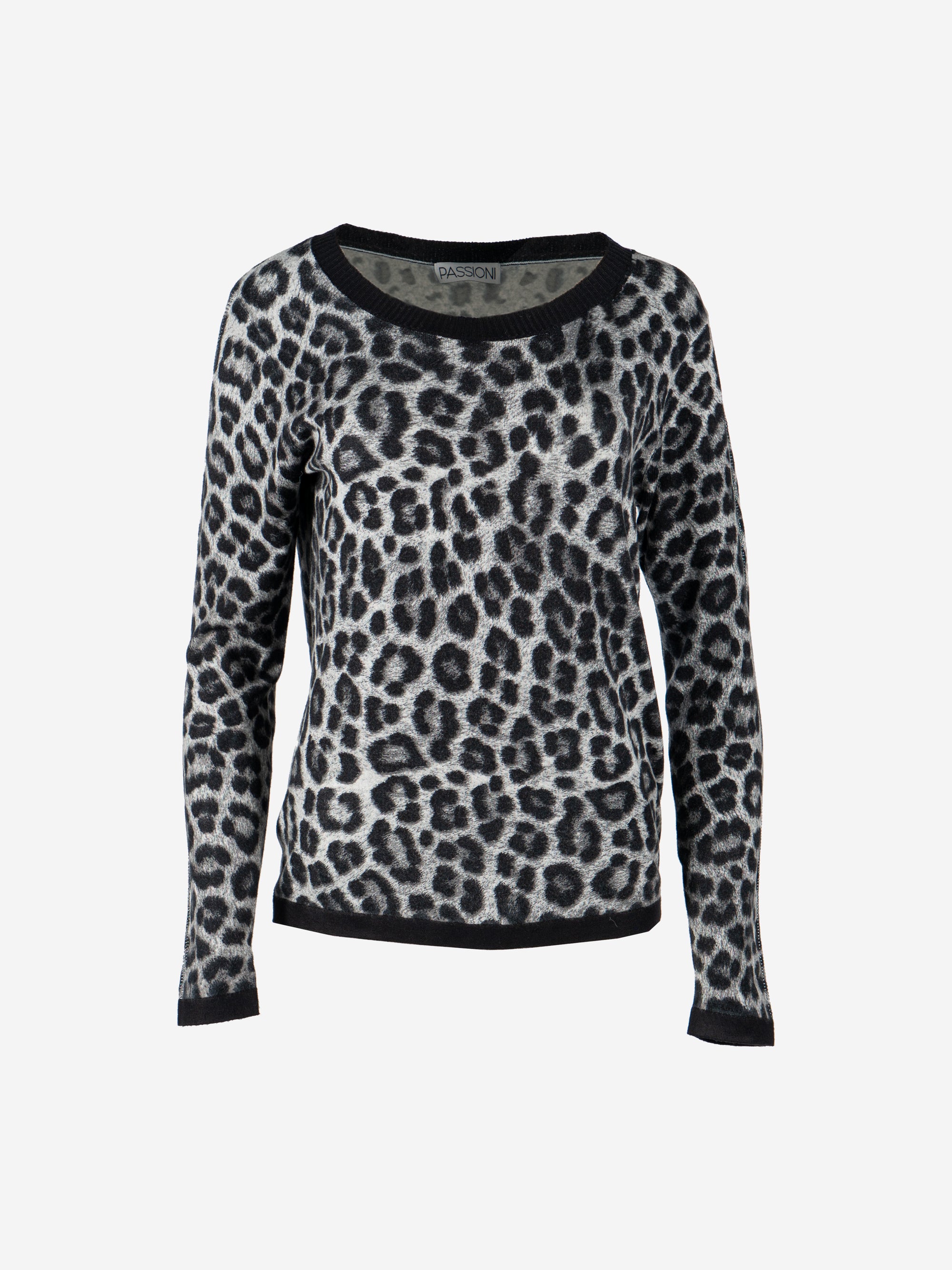 Rundhalspullover mit Leoprint