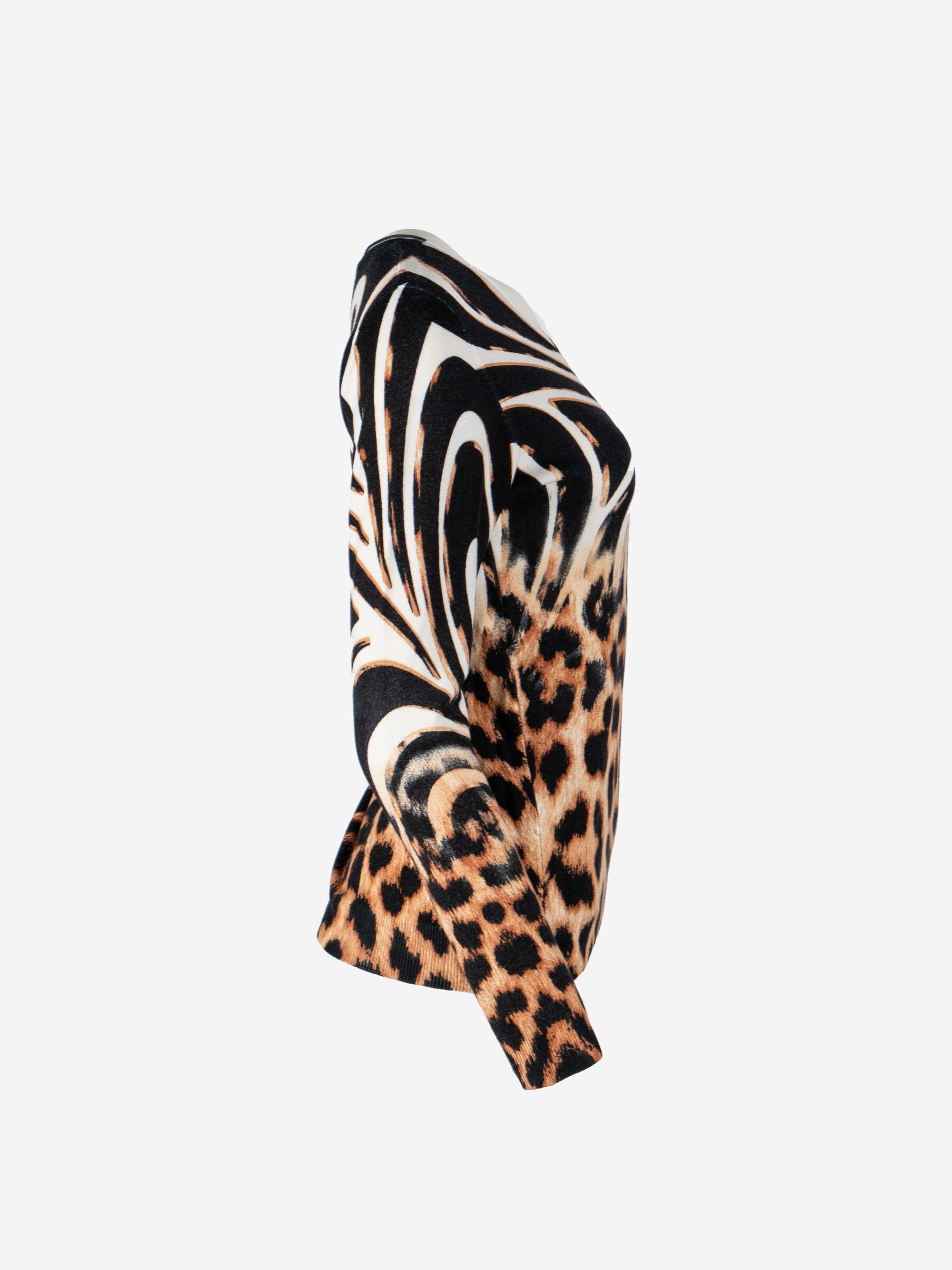 Rundhalspullover im Animalprint-Mix