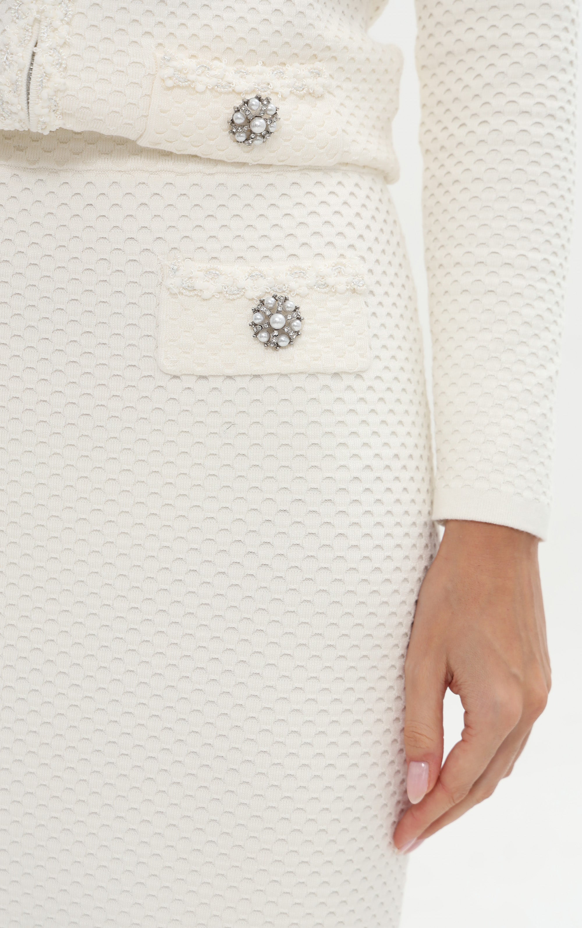Midi Strickrock mit Schmuckdetails
