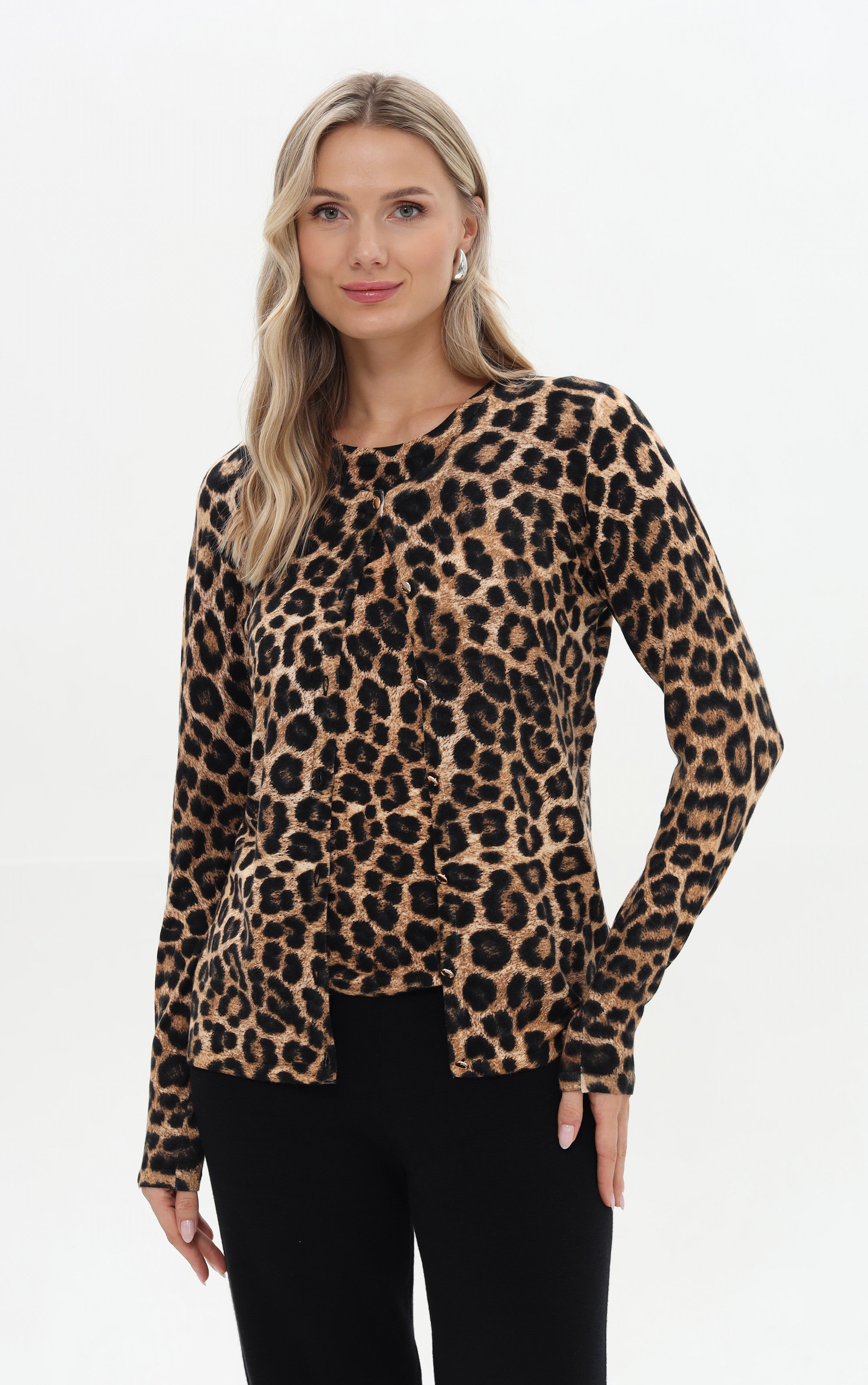 Twinset mit Allover-Leoprint