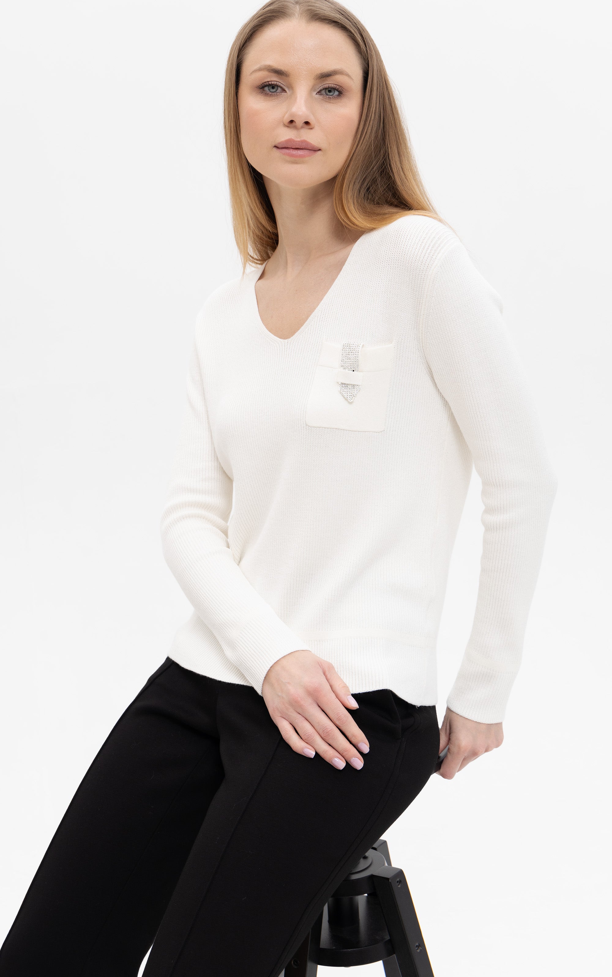 Pullover mit Tasche und Glitzer-Detail