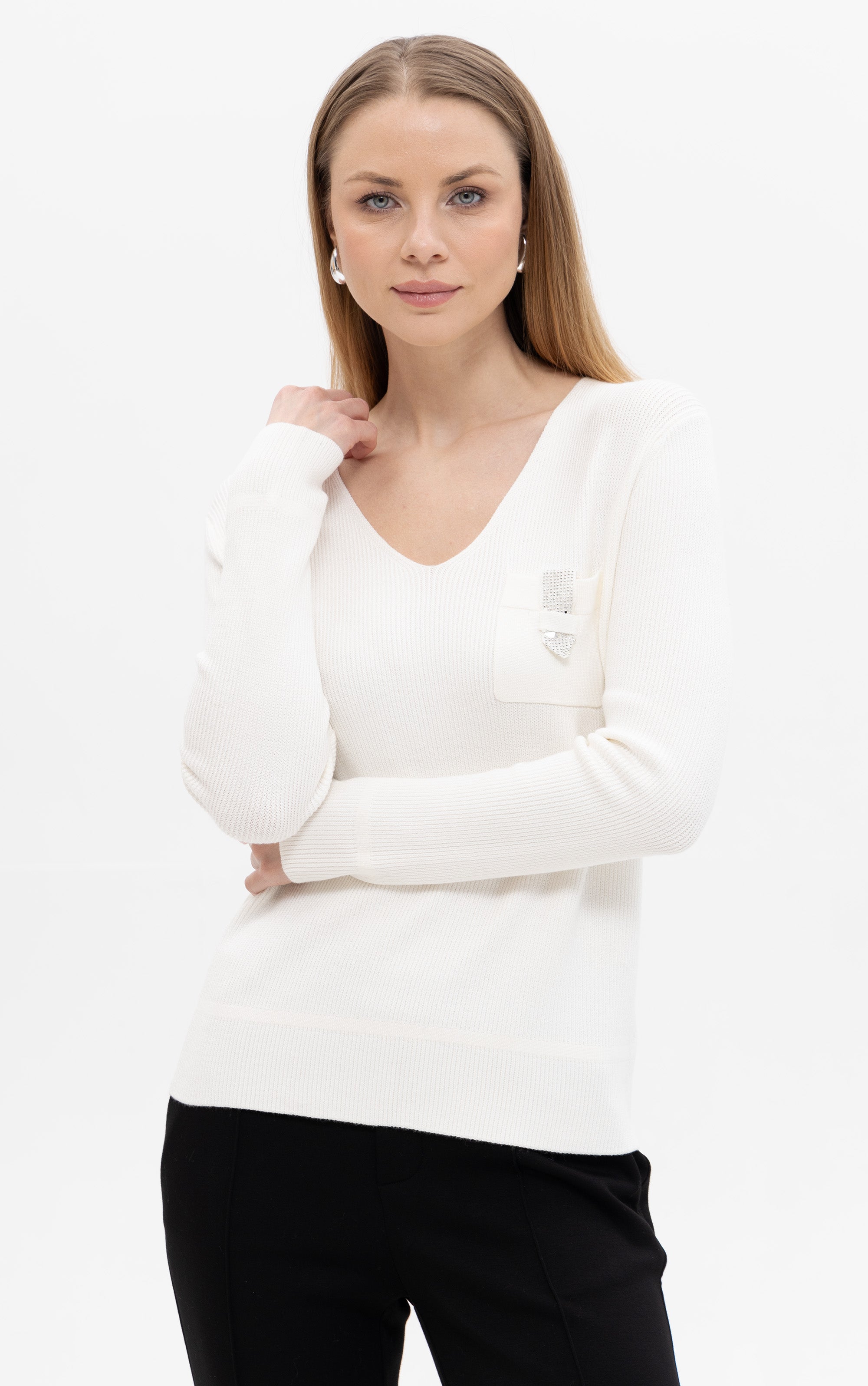 Pullover mit Tasche und Glitzer-Detail