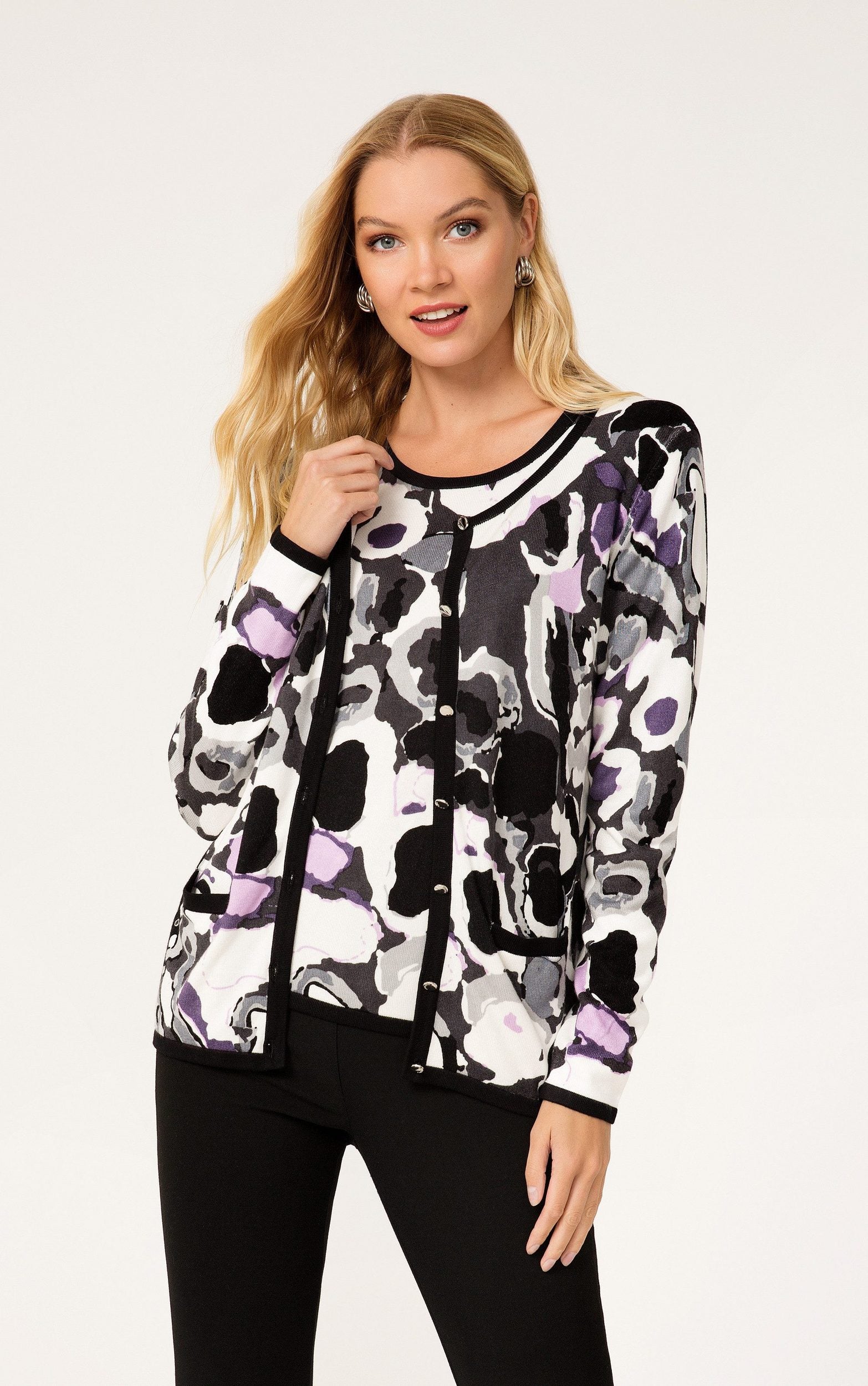 Twinset mit abstraktem Animalprint