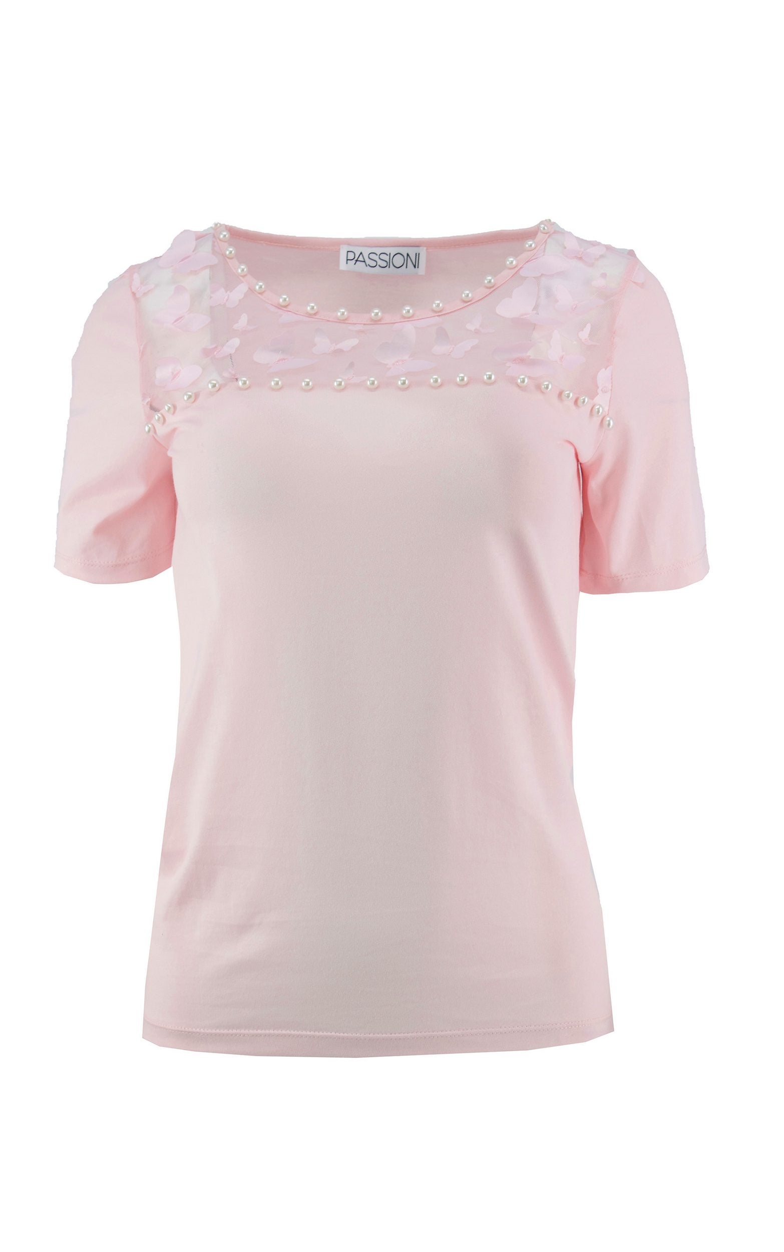 T-Shirt mit Netz- und Schmetterlingsdetails