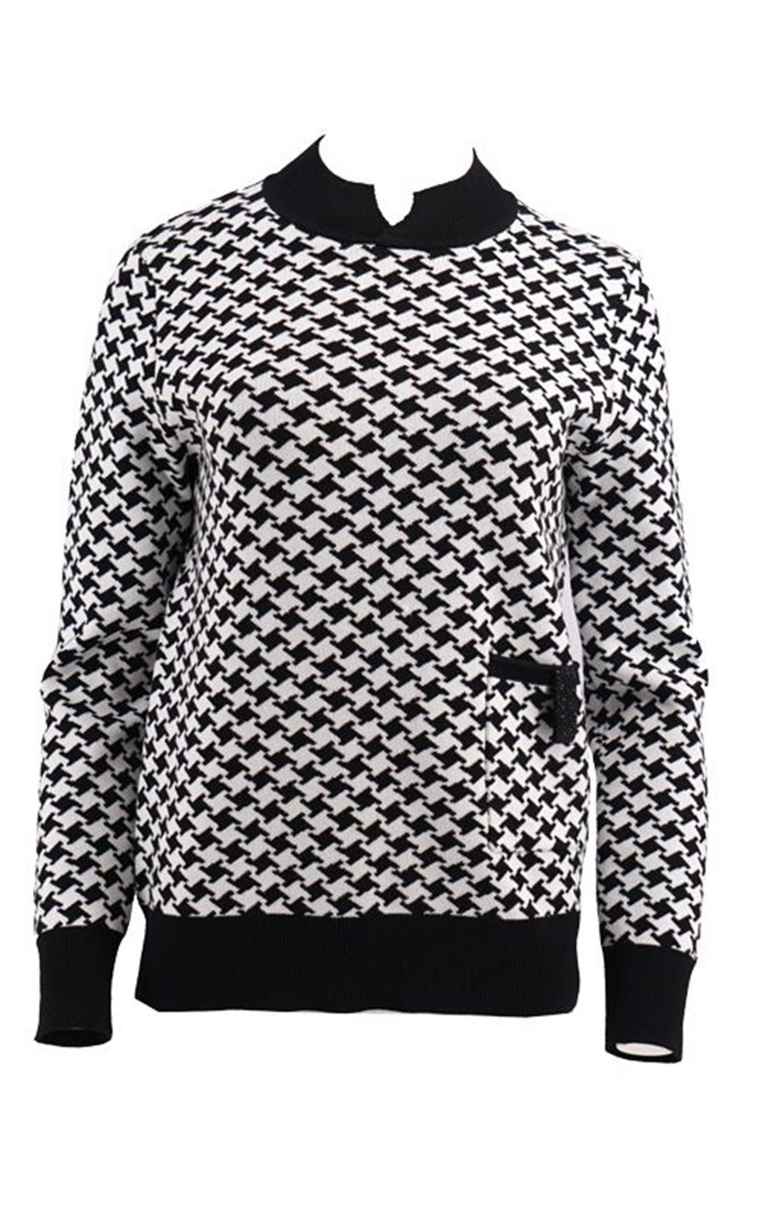 Strickpullover mit Hahnentritt-Muster