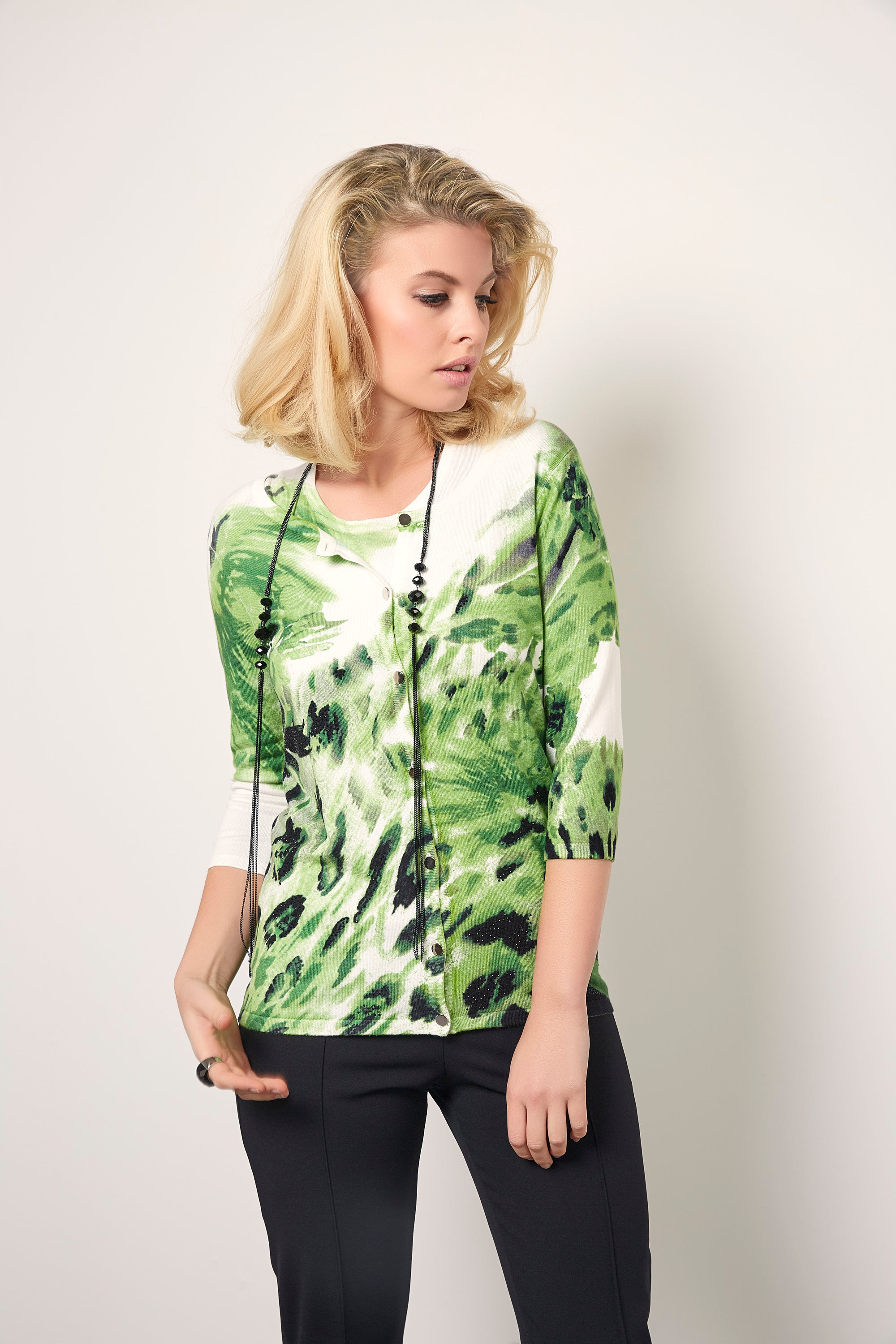 Twinset mit 3/4-Ärmeln und Animalprint
