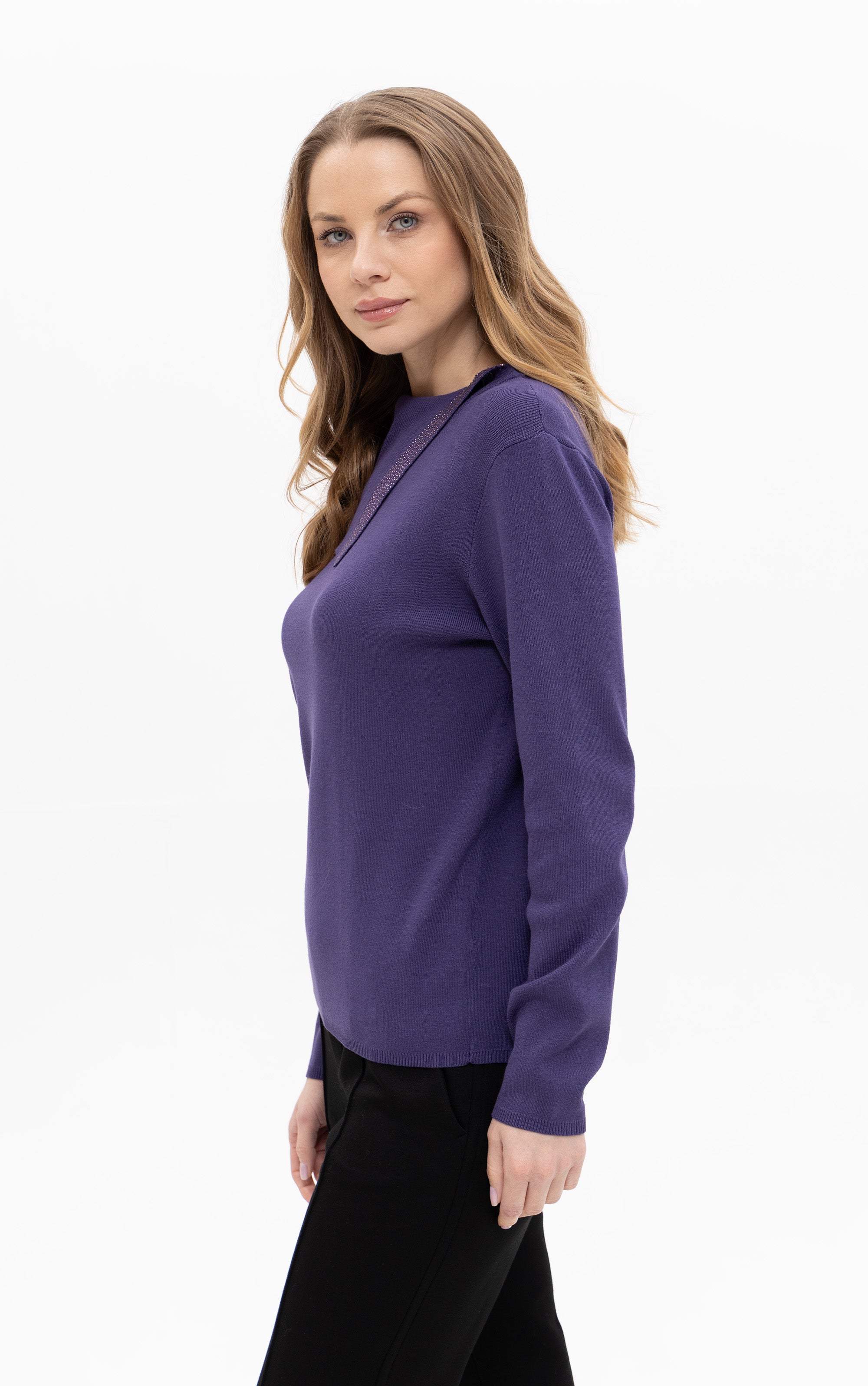 Strickpullover mit Umschlagkragen