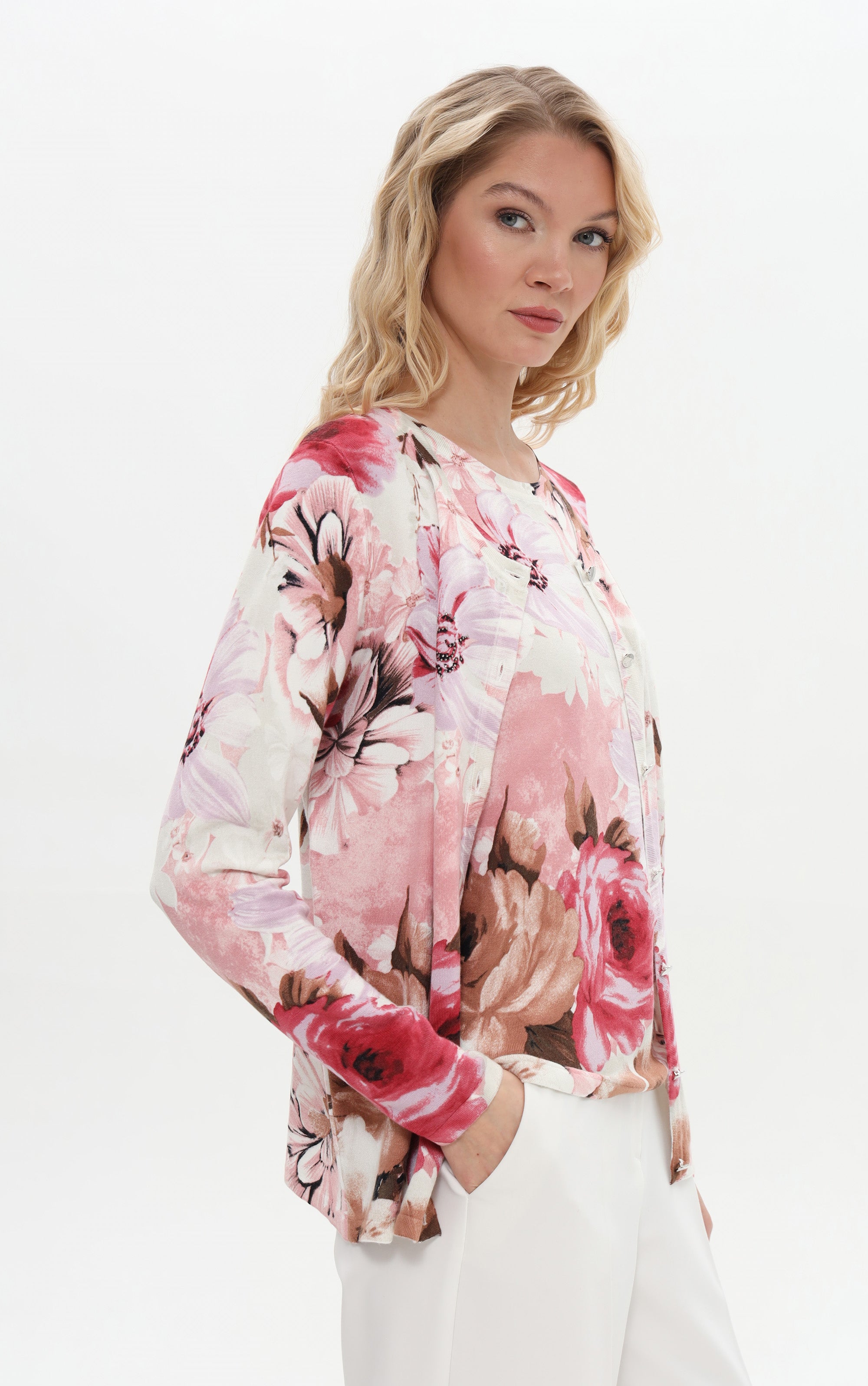 Twinset mit zarten Blumenprint