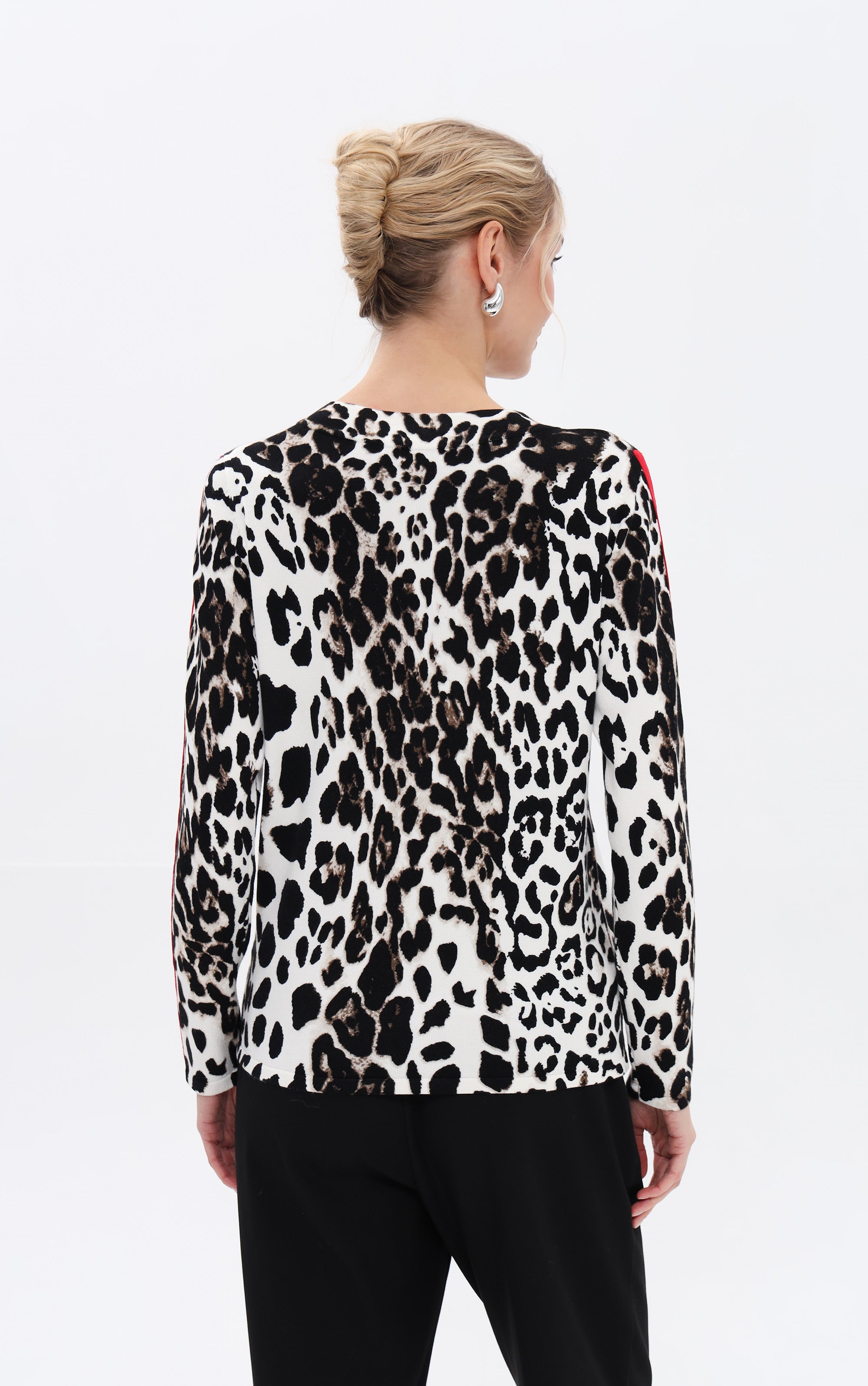 Pullover mit Leomuster und Streifendetail