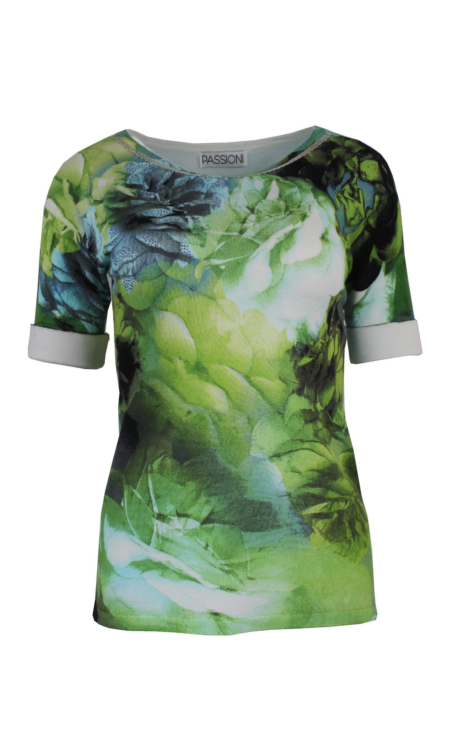T-Shirt mit grünem Blätterprint
