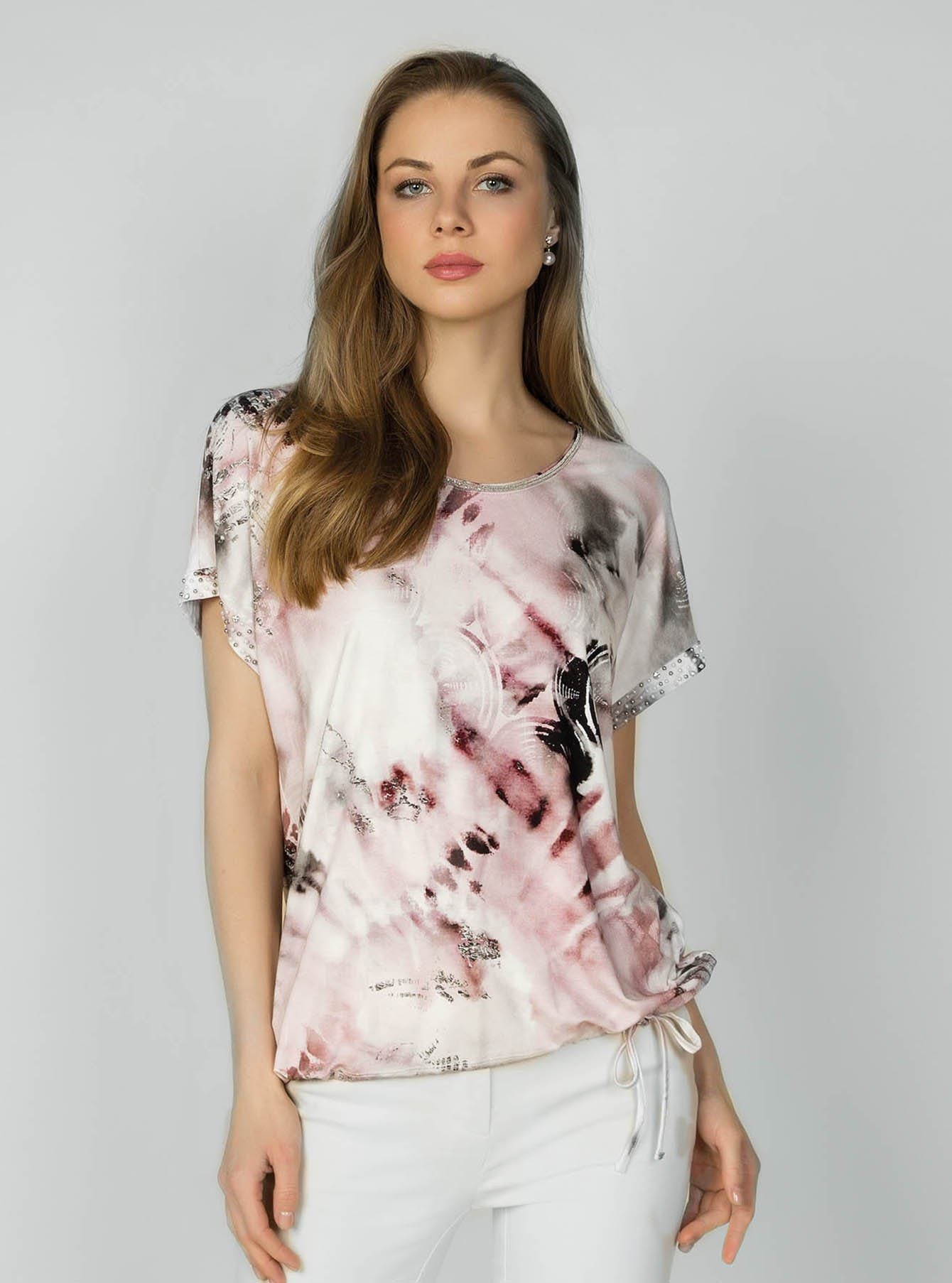 T-Shirt mit abstraktem Print und verspielten Details