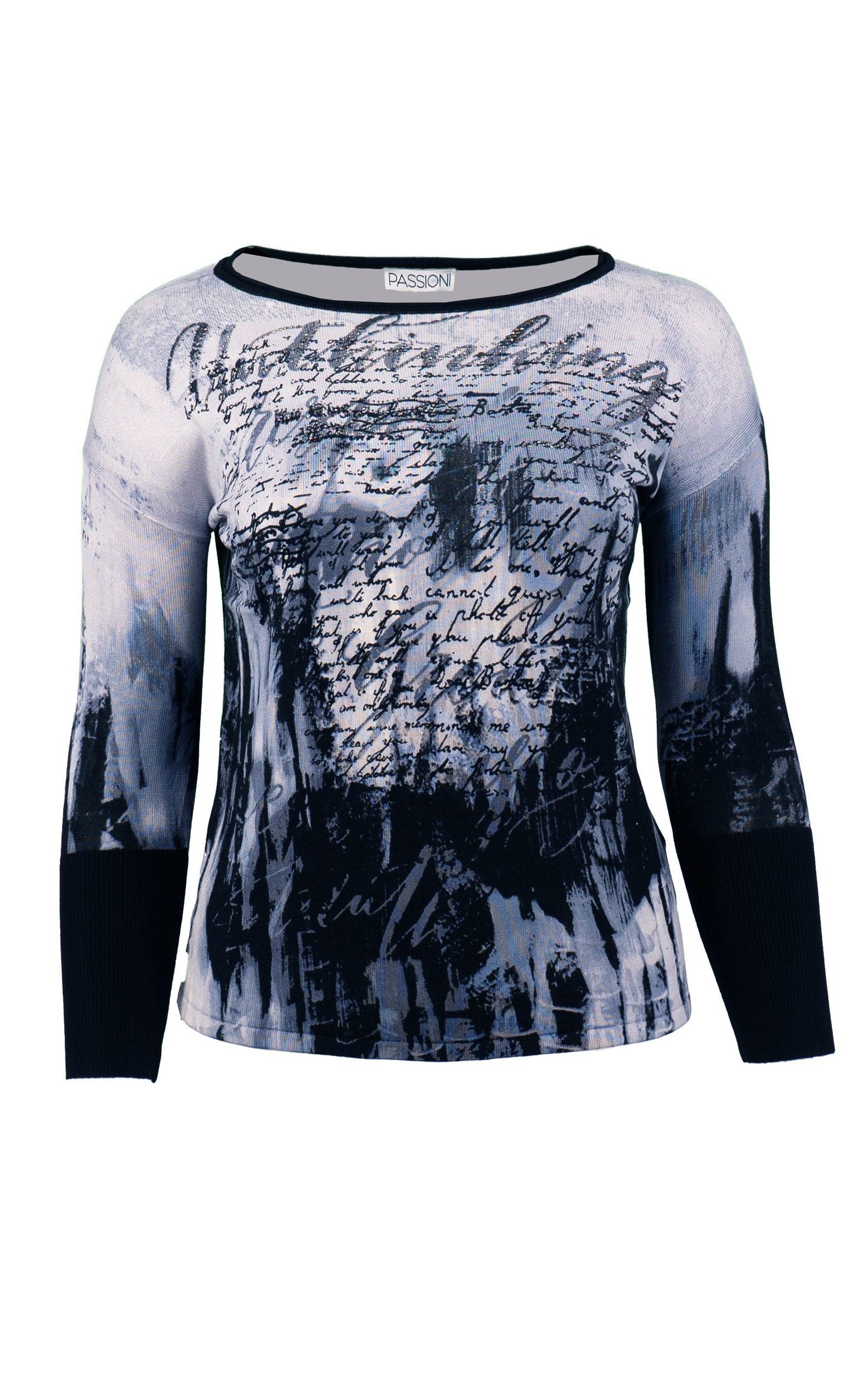 Strickpullover mit geschichtetem Schriftmuster