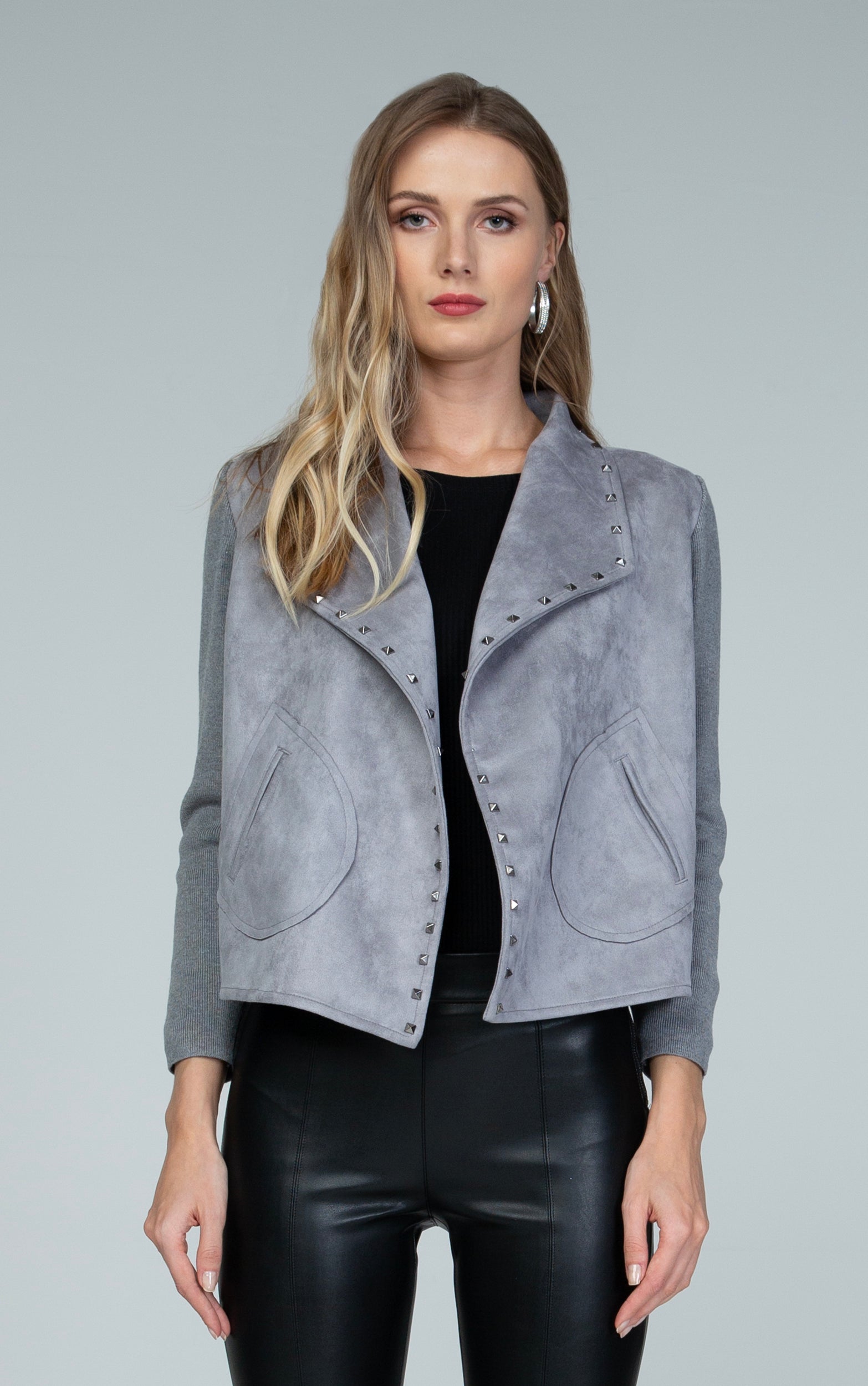 Jacke im Bikerstil mit Faux-Wildleder-Front