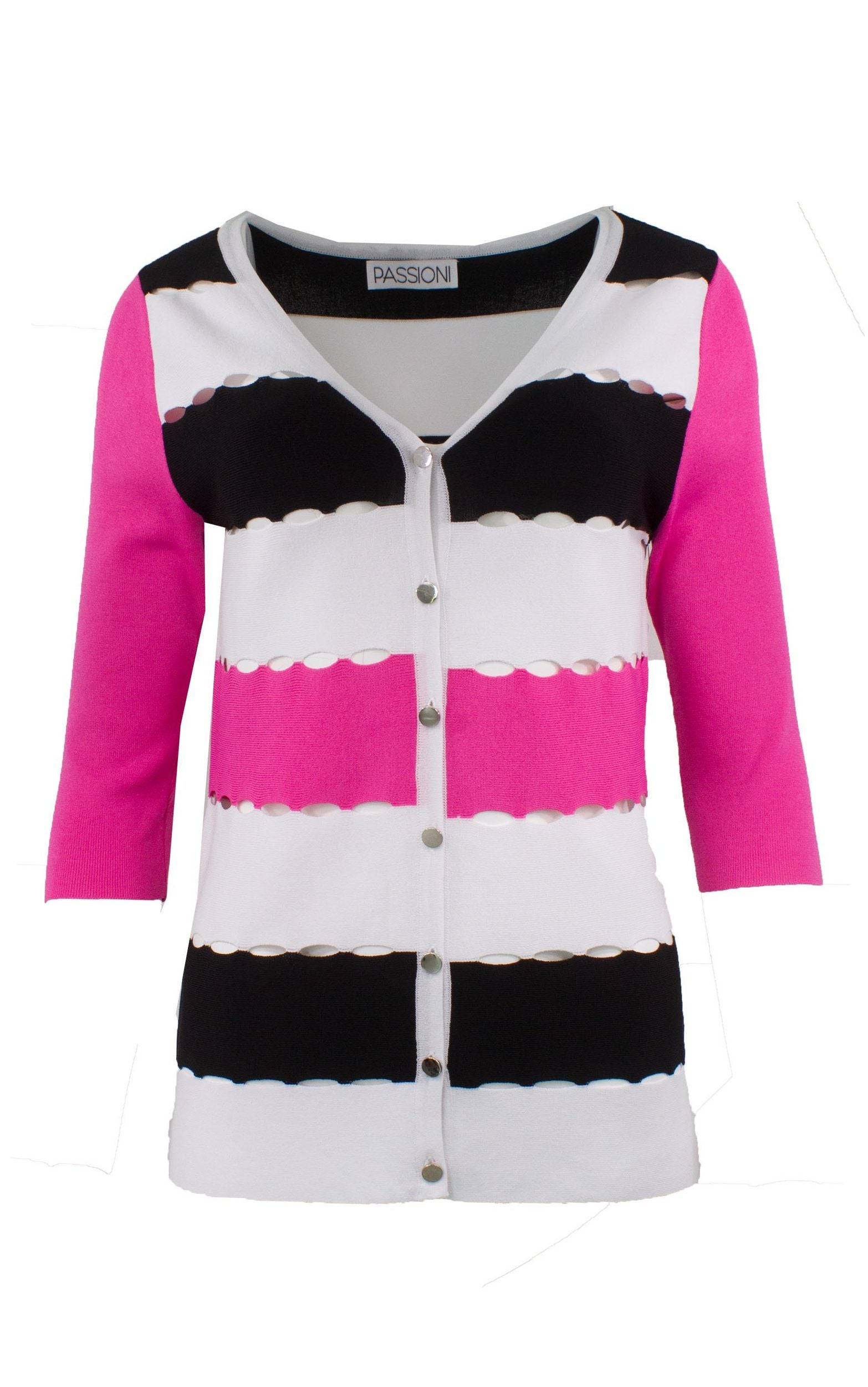 Strickjacke mit Streifen im Color Block-Design