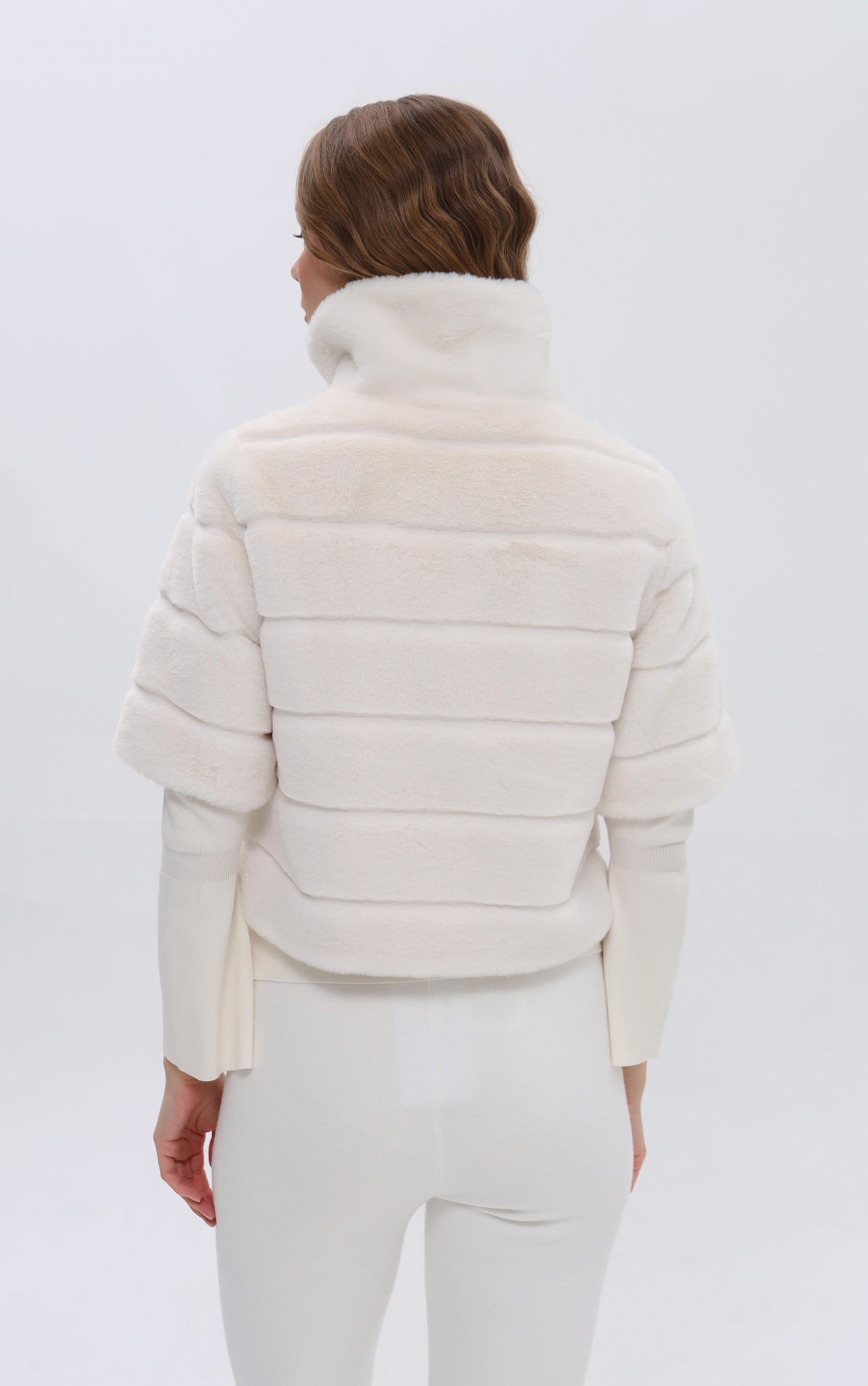 Cropped Fellimitat Jacke