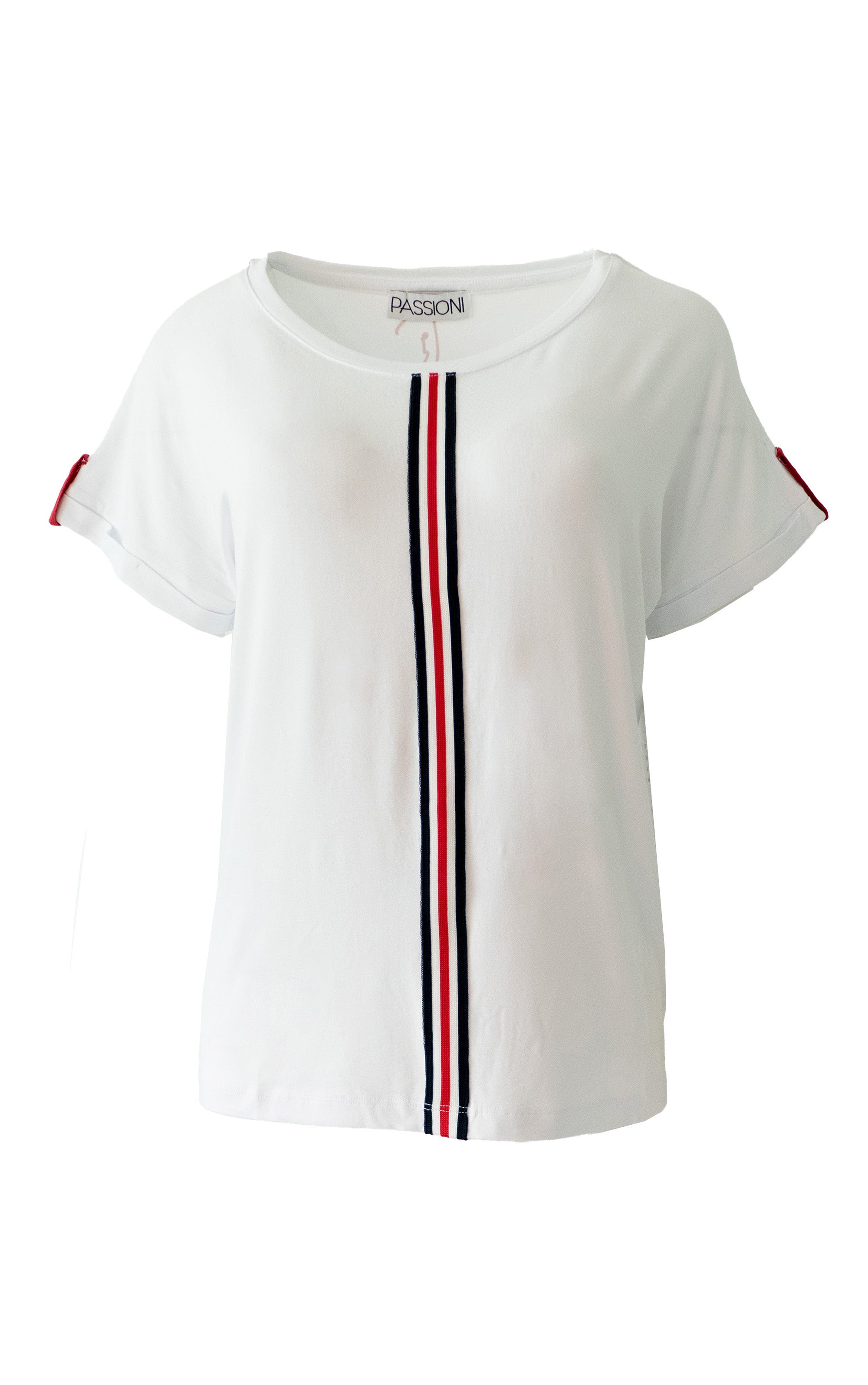 T-Shirt mit Schriftzug und Streifendetail