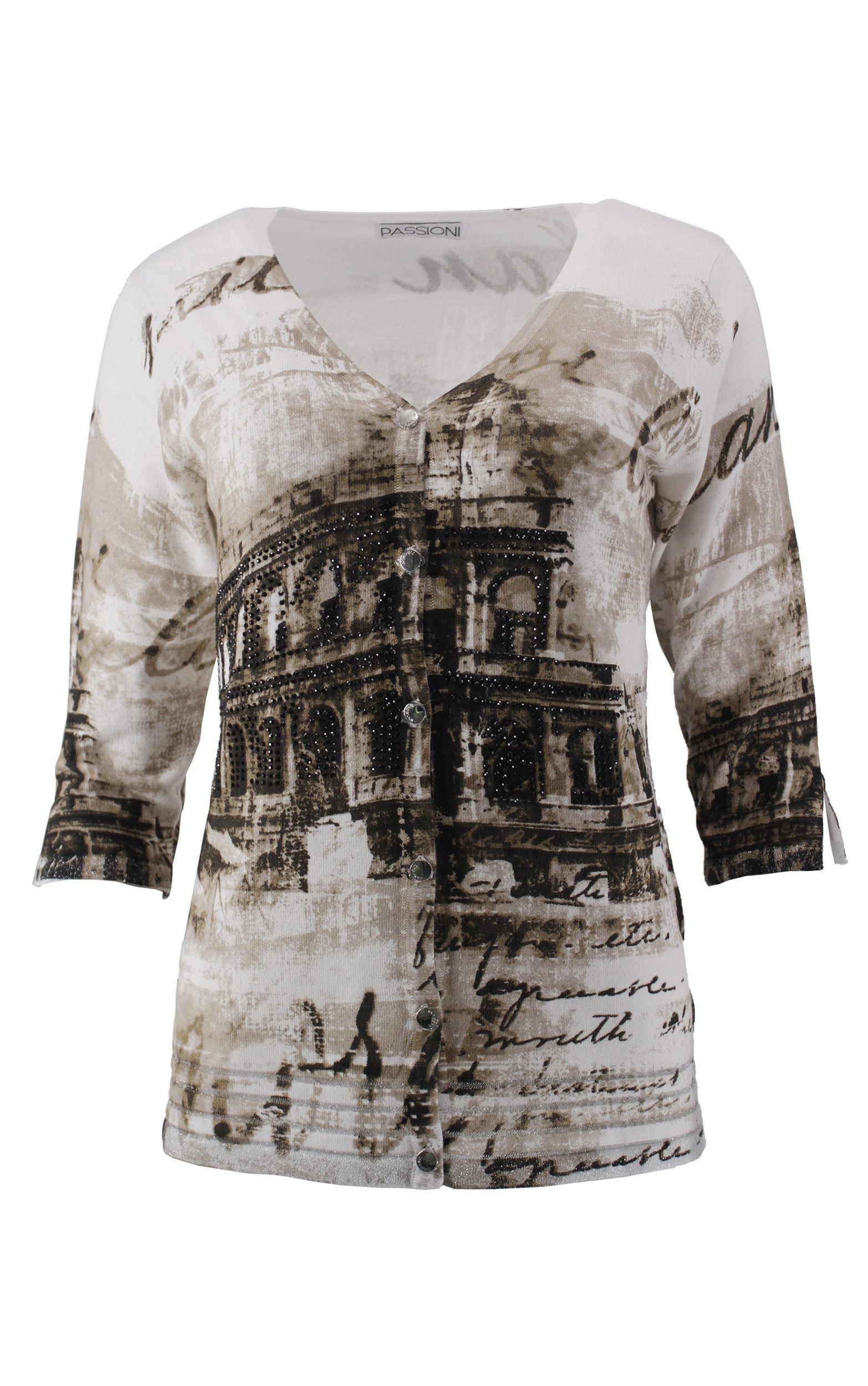 Twinset mit Print und Strassverzierung