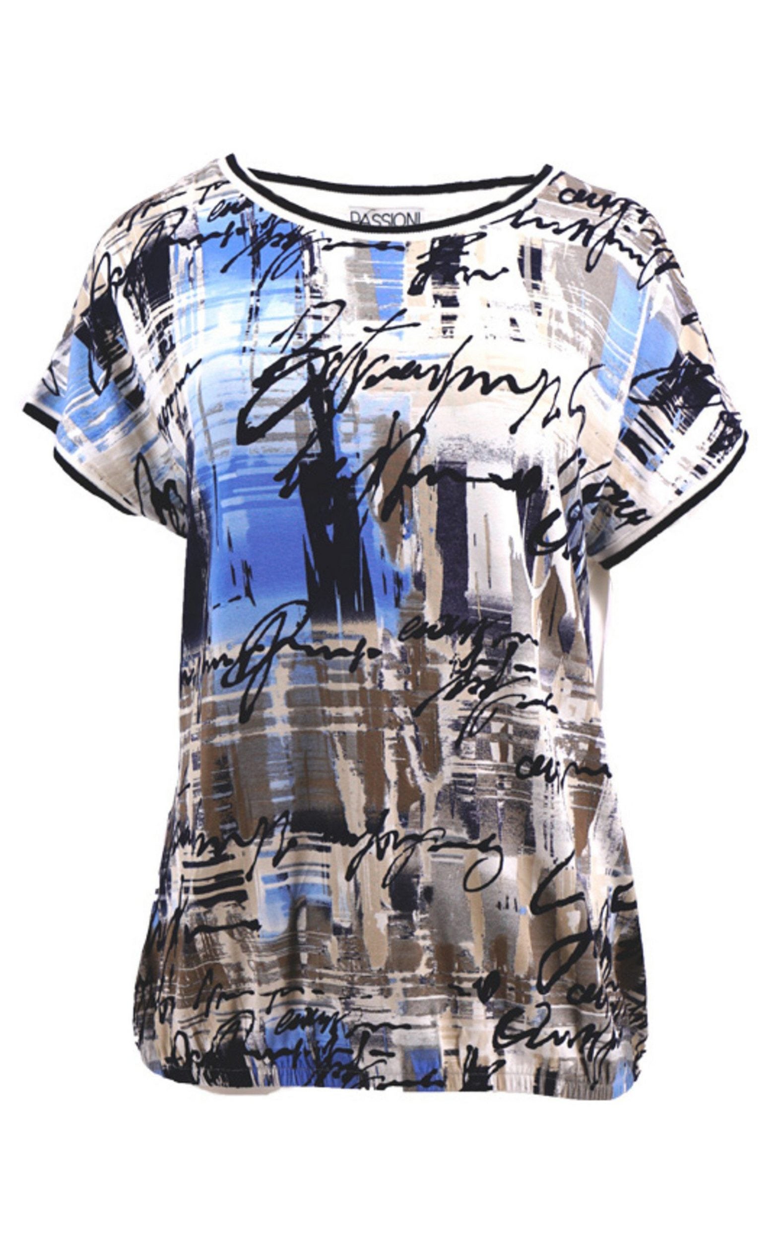 T-Shirt mit Schriftzügen und Wasserreflexions-Print