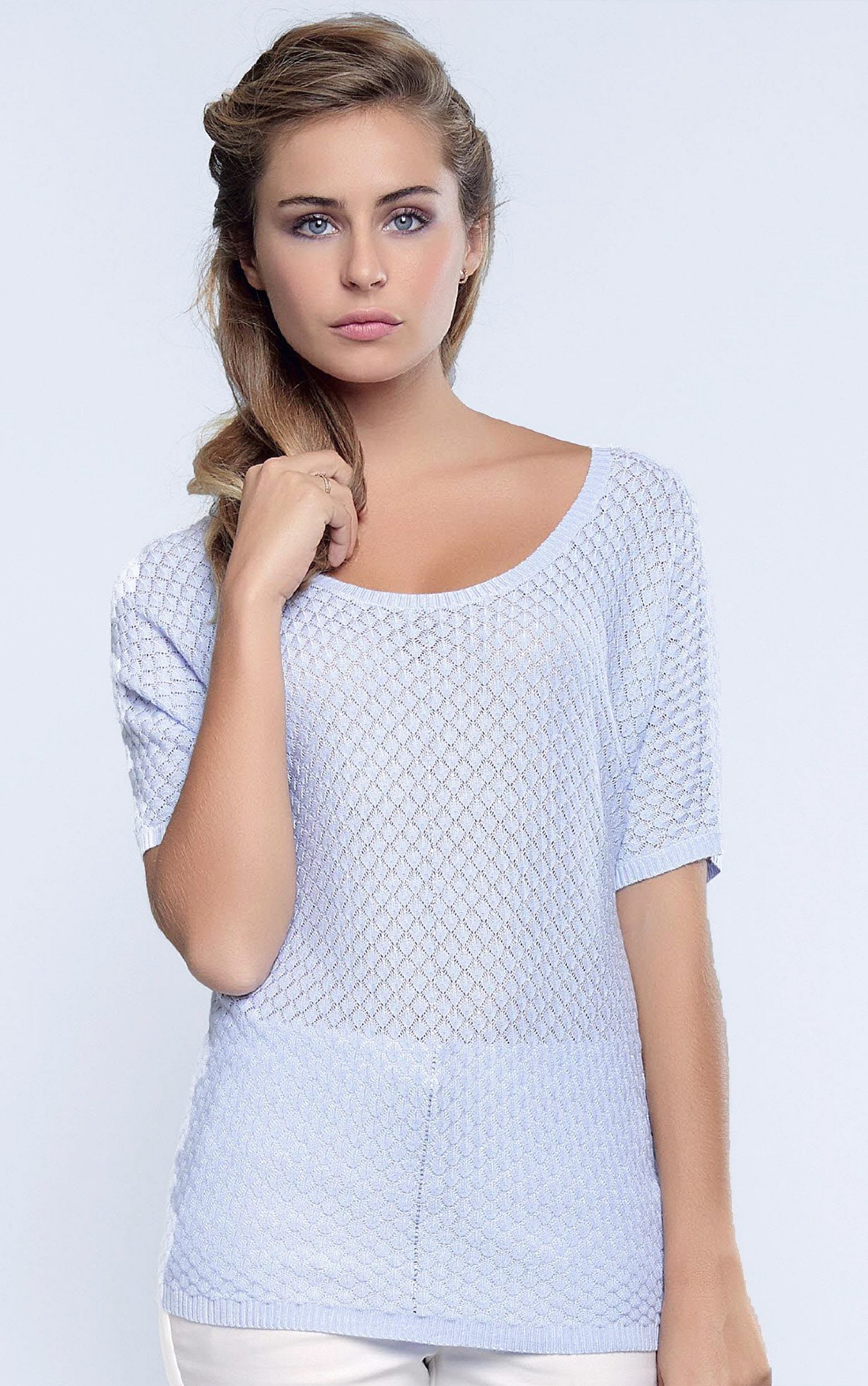 Kurzarmpullover mit Strukturmuster