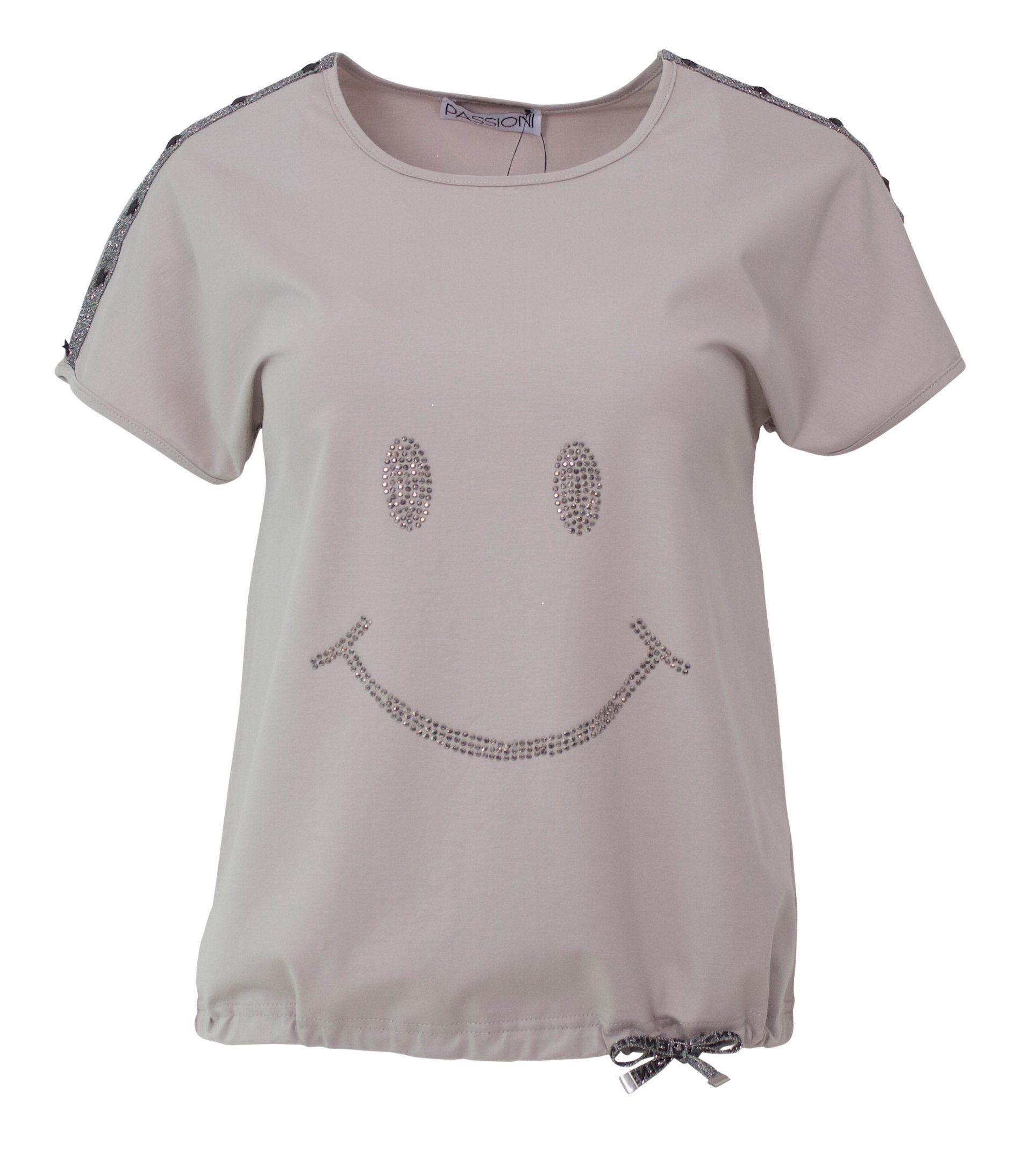 T-Shirt mit Strass-Smiley