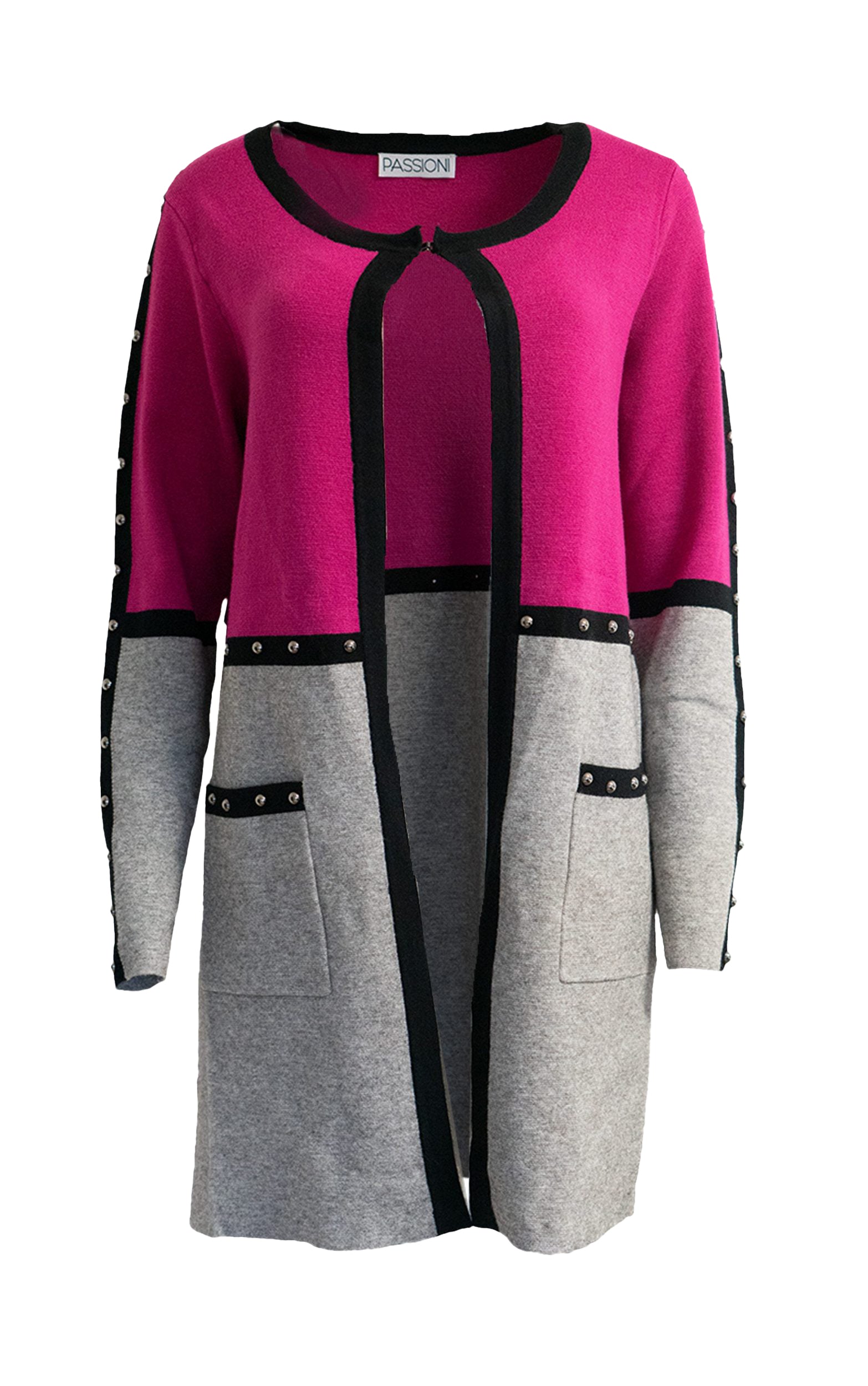 Strickjacke im Color Block-Design mit Nietendetails