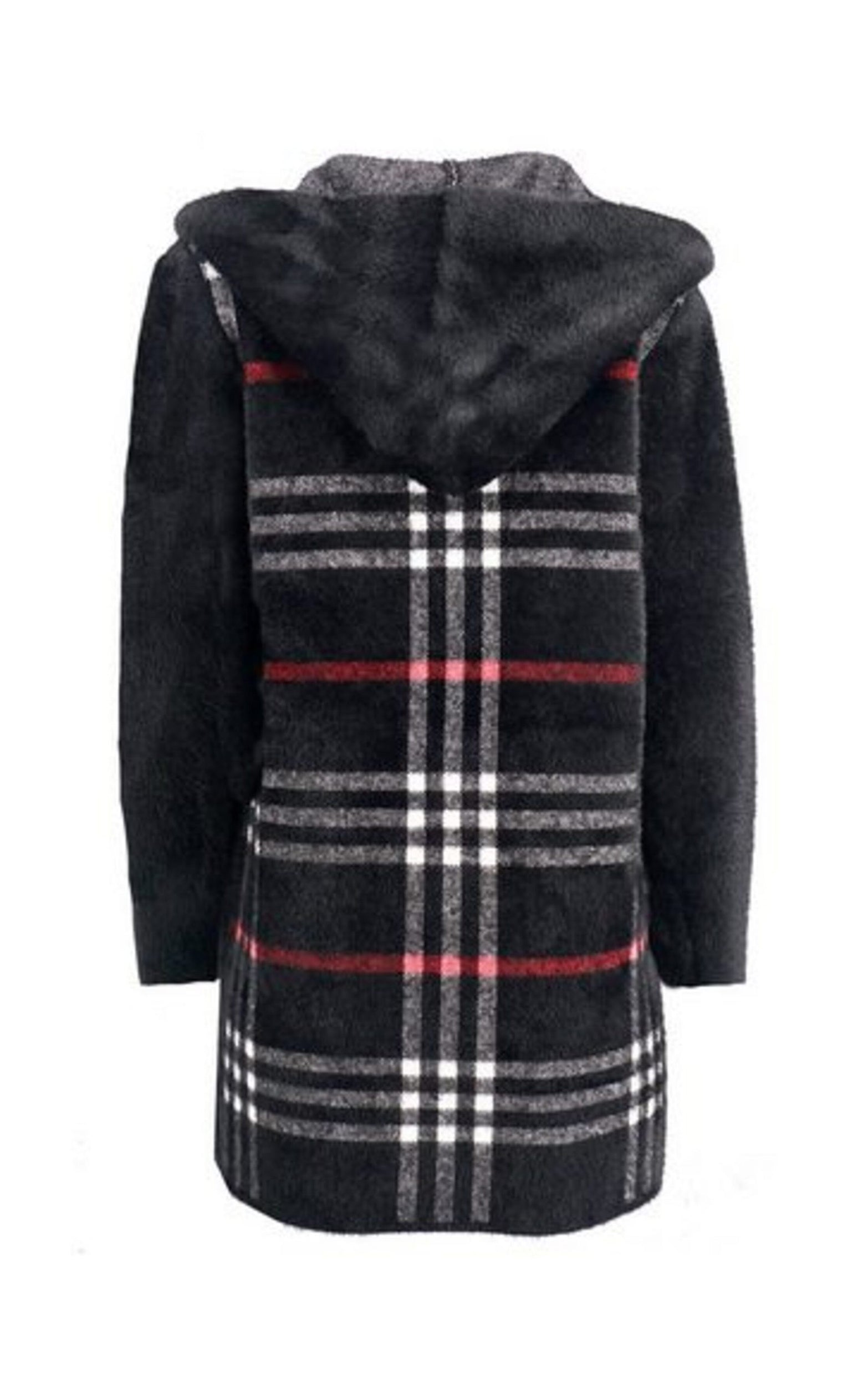 Mittellange Strickjacke mit Karomuster