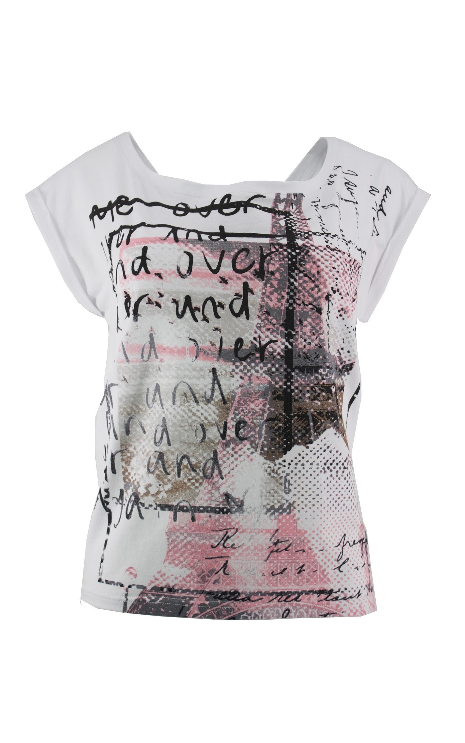 T-Shirt mit abstraktem Paris-Print