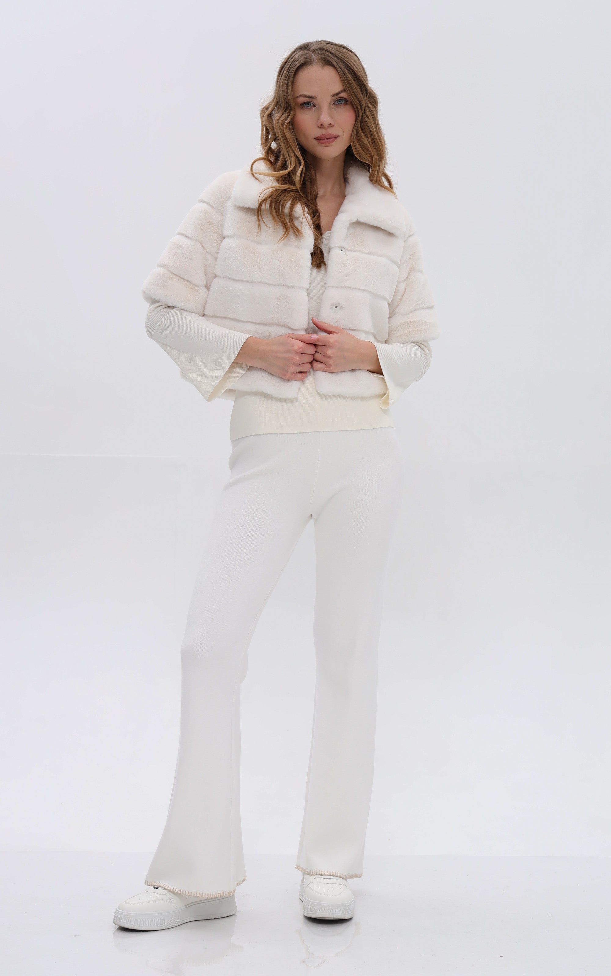 Cropped Fellimitat Jacke