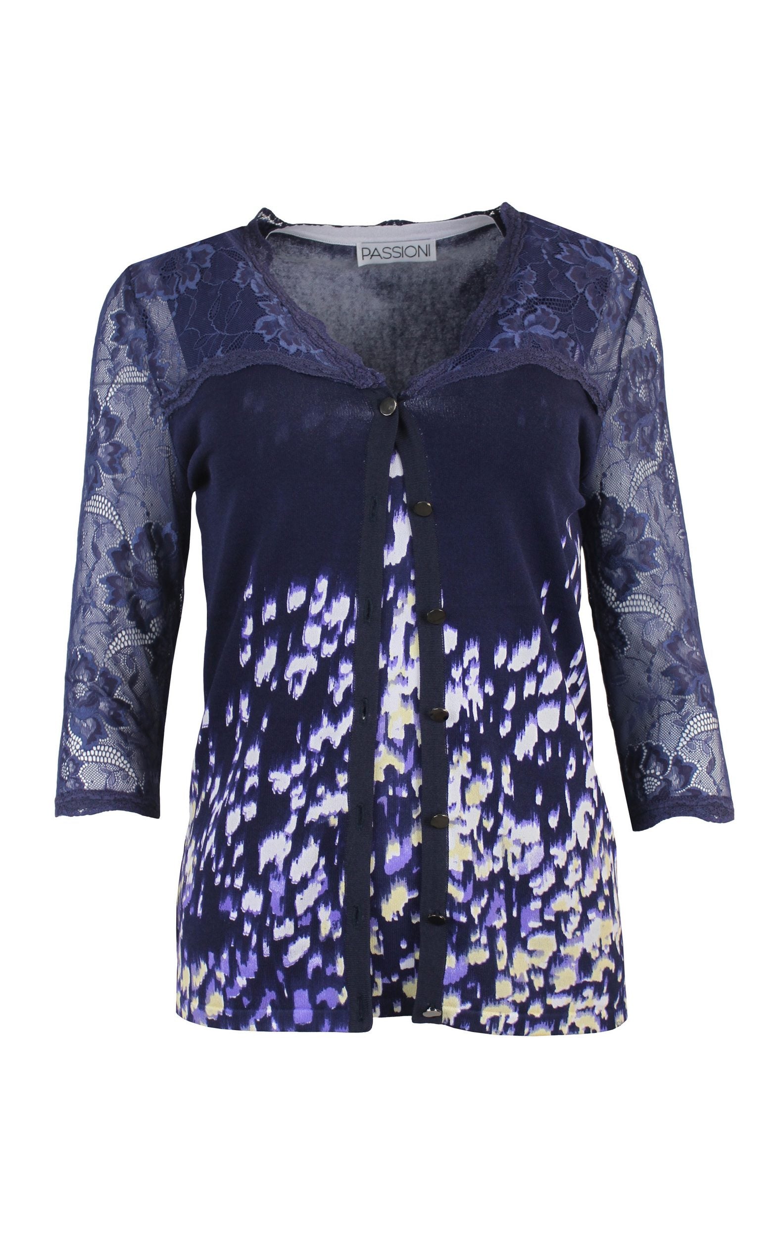 Twinset mit Leopardenmuster und Spitzendetails