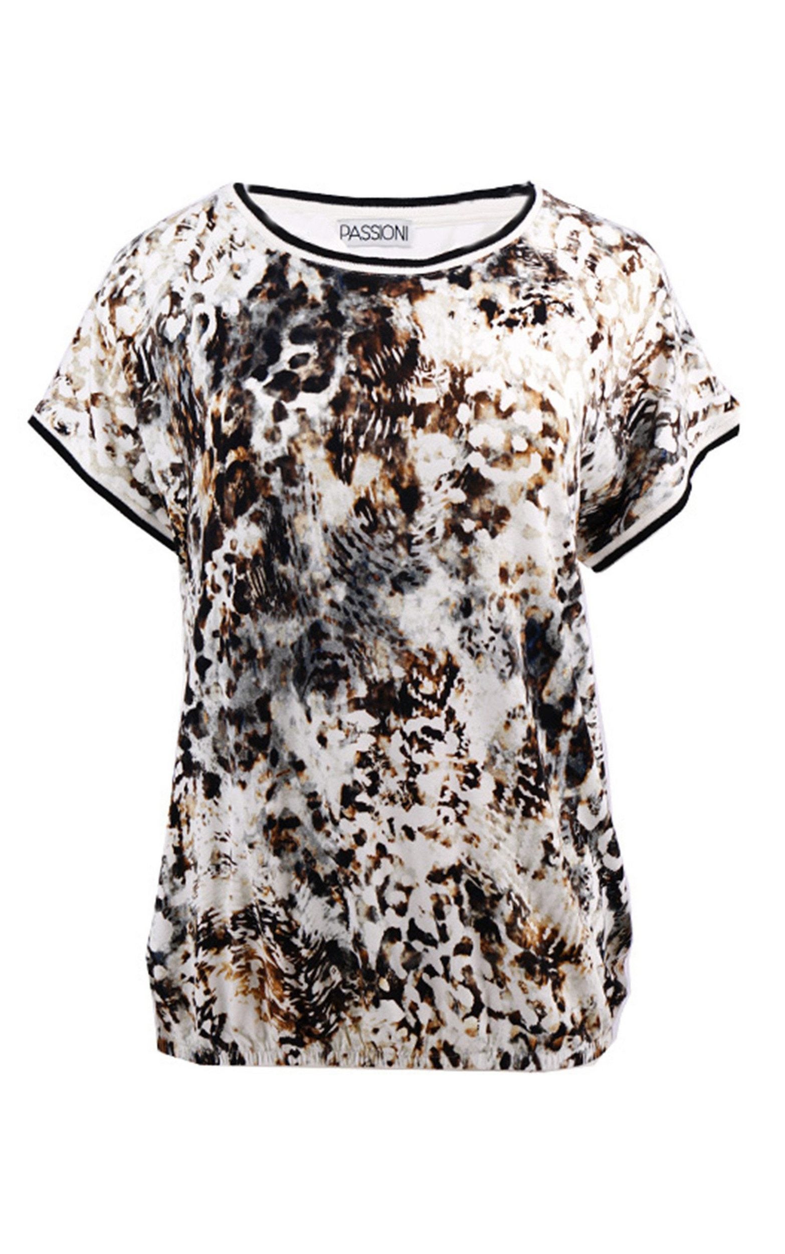 T-Shirt mit Animalprint und Strassdetails