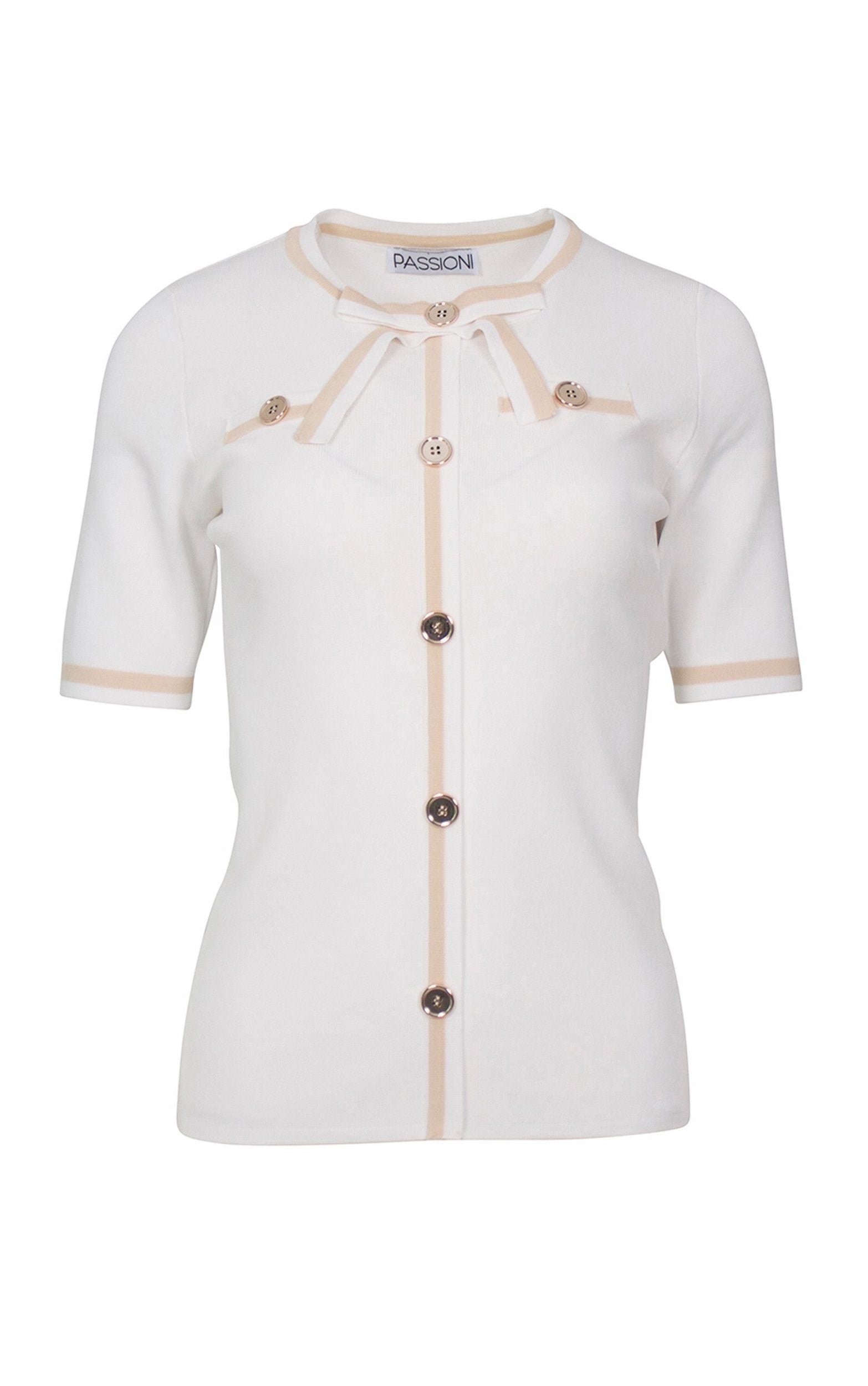 Kurzarmpullover mit Knopfleistenoptik