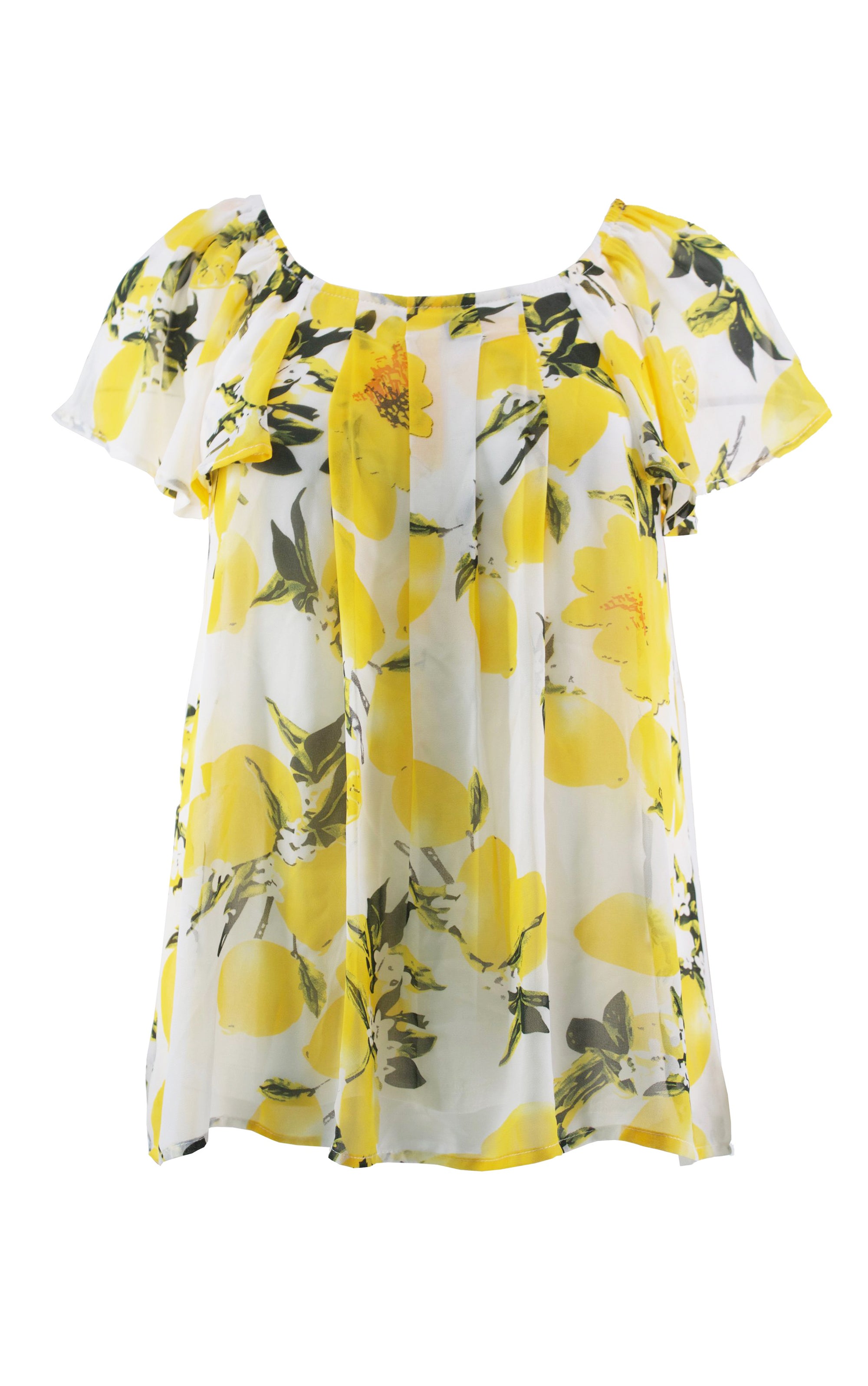 Chiffontunika mit Zitronenprint