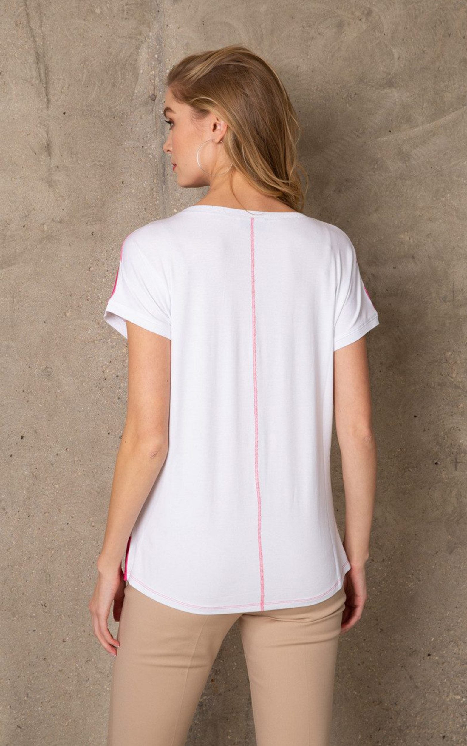 T-Shirt mit floralem Print und Streifen