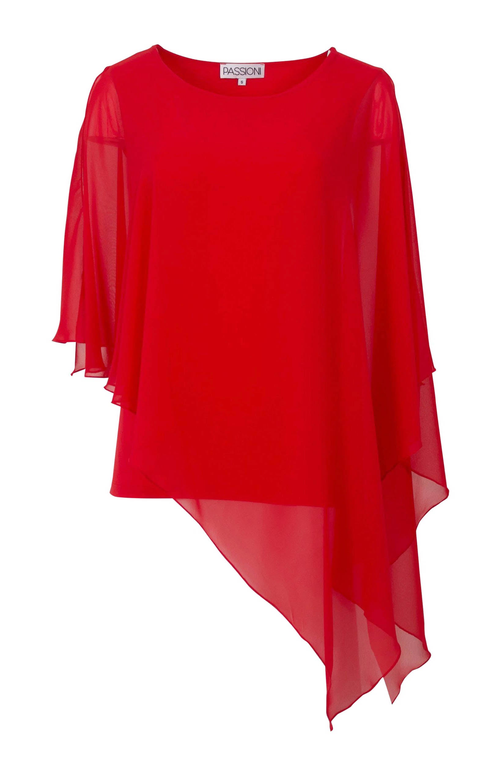 Chiffon-Tunika mit asymmetrischen Saum